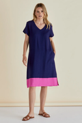 Dotique Betty Basics BB8390 Elwood Dress in navy and pink with V-neck