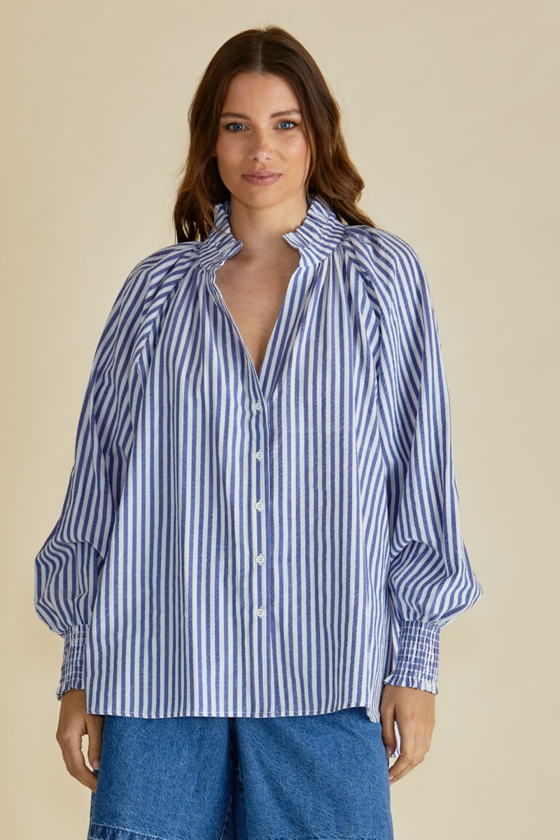 Betty Basics BB8500 Romi Shirt Navy Stripe – Dotique – Dotique