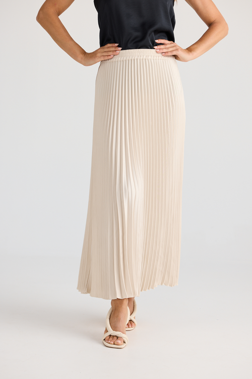 Dotique Brave + True BT25393 Alias Pleated Skirt in oyster with permanent pleats