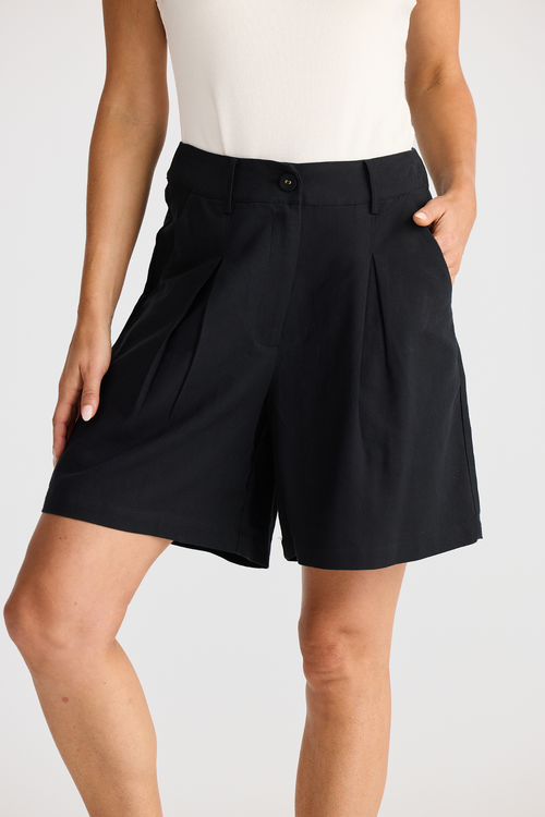 Dotique Brave + True BT25419 Eden Short in black with tailored fit and front pockets