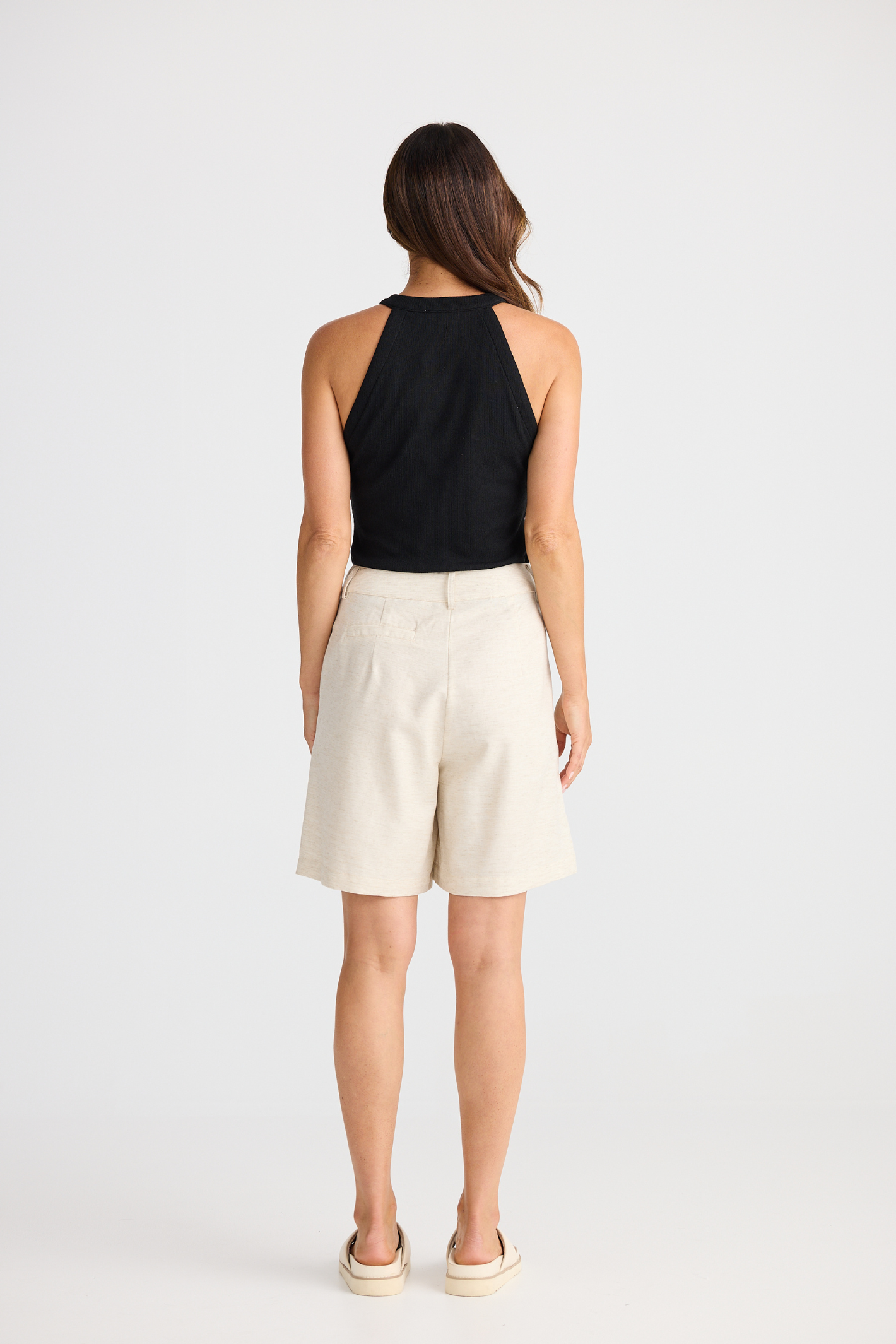 Dotique Brave + True BT25419 Eden Short in natural with tailored fit and front tucks