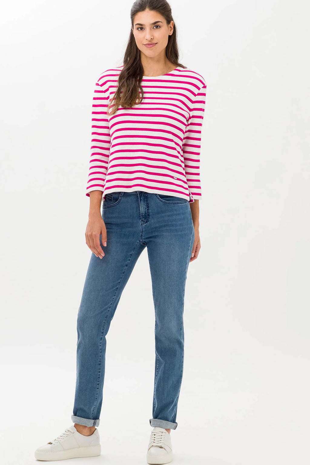 Woman wearing Brax Mary 70-7000 26 9928820 Used Stone Blue Denim Jeans by Brax, shop Brax at Dotique.