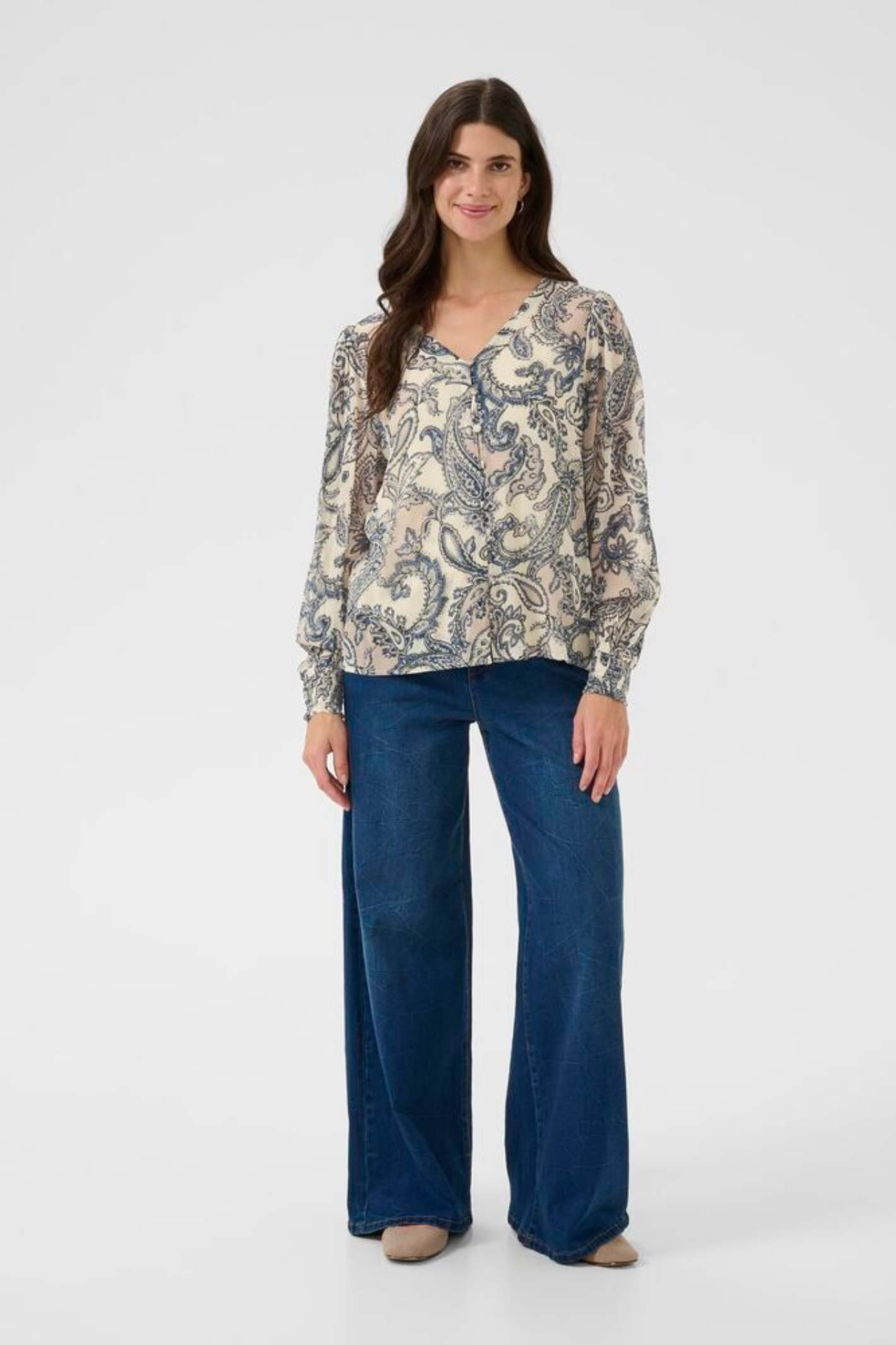 Cream CRBea Blouse in cafe paisley print. Lightweight viscose blouse with a relaxed fit, perfect for everyday styling. Shop at Dotique.