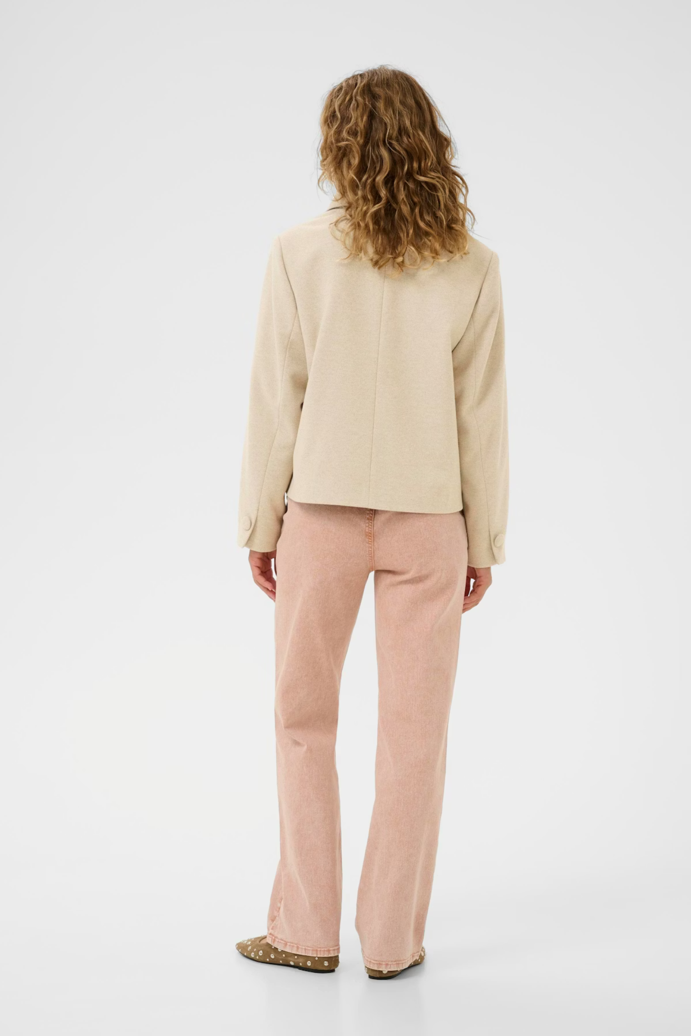 Cream CRCessie Short Coat in savannah tan melange. A-shape, hip-length coat with long sleeves for effortless everyday styling. Shop at Dotique.