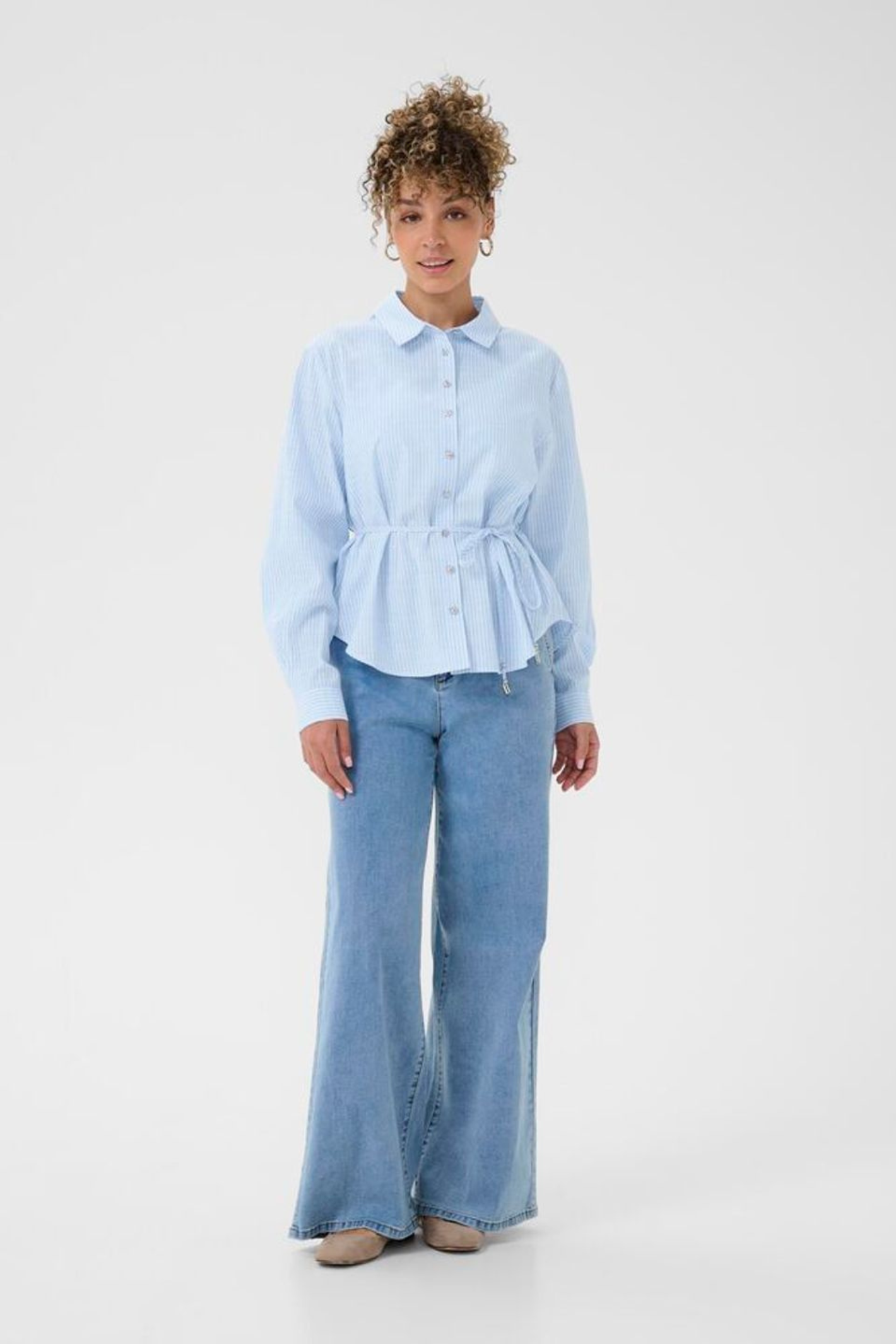 Cream CRCherissa Shirt in blue stripe. Cotton blend shirt with a classic fit, perfect for everyday wear. Shop at Dotique.