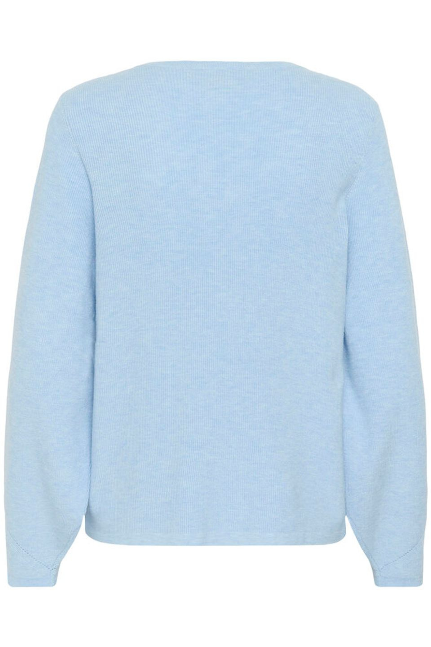 Cream CRDela Knit Blouse in cashmere blue. A relaxed fit knitted top with a soft V-neck and long sleeves. Easy everyday style from Dotique.