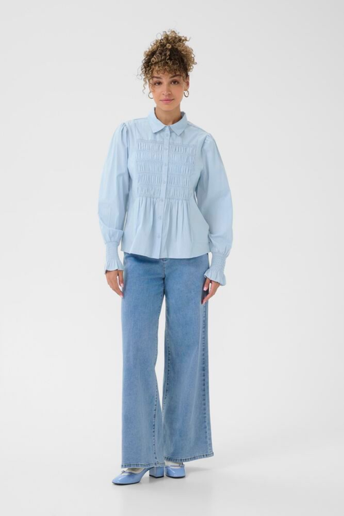 Cream Cashmere Blue CRAdeline cotton blend shirt with classic collar and button front at Dotique