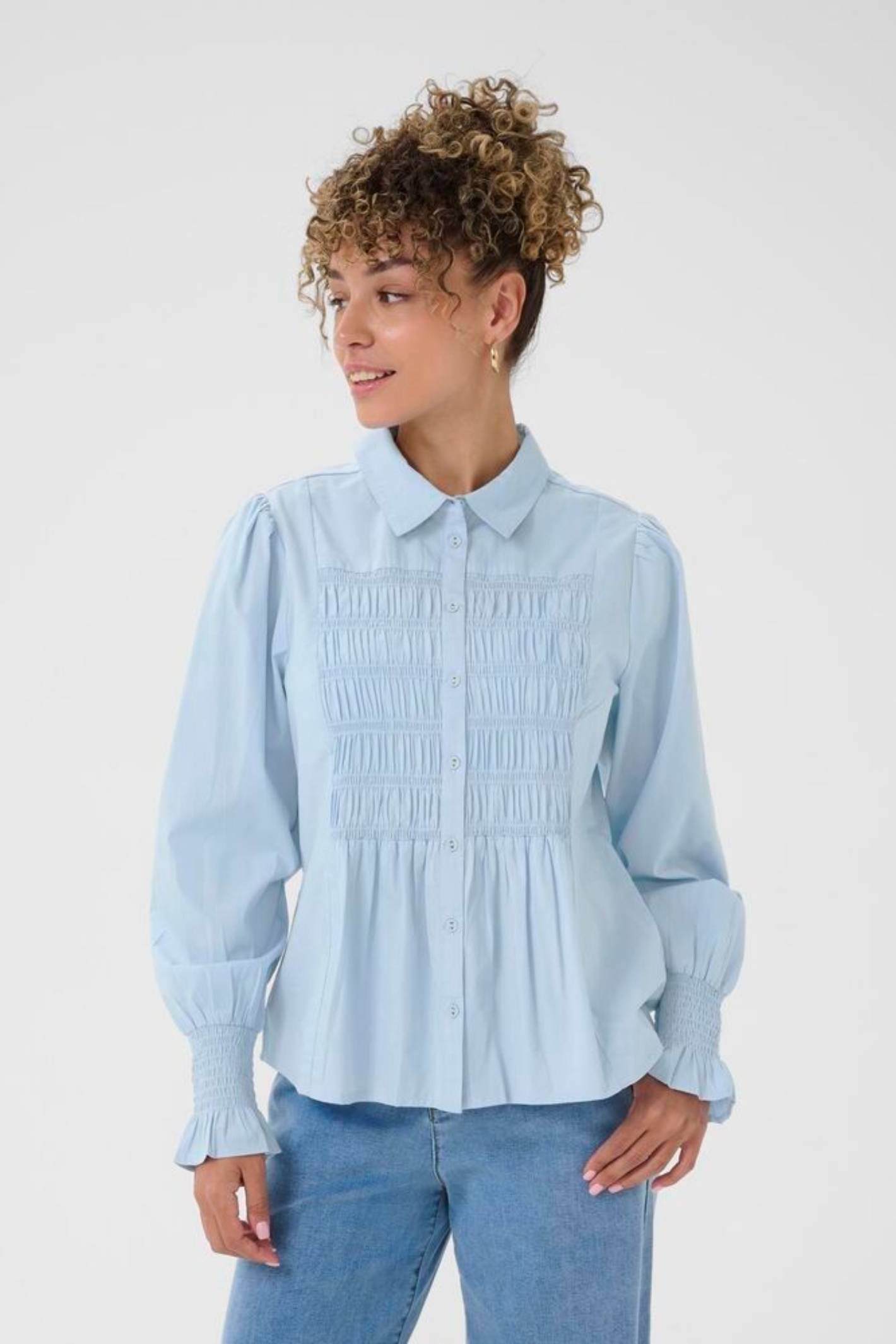 Cream Cashmere Blue CRAdeline cotton blend shirt with classic collar and button front at Dotique