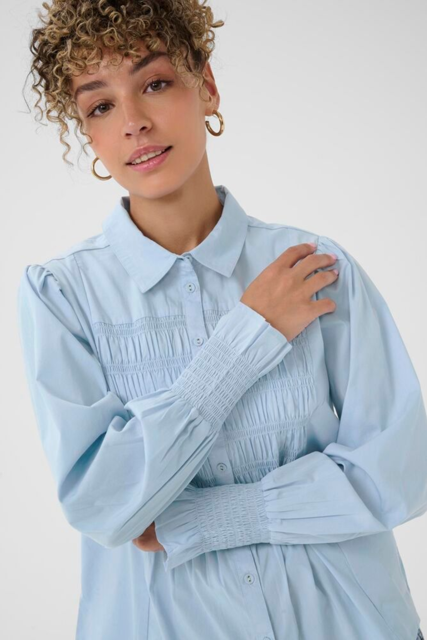 Cream Cashmere Blue CRAdeline cotton blend shirt with classic collar and button front at Dotique