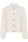 Cream 10614741 CRBerta Twill Jacket Snow White by Cream with button-up front, shop Cream at Dotique for stylish outerwear.