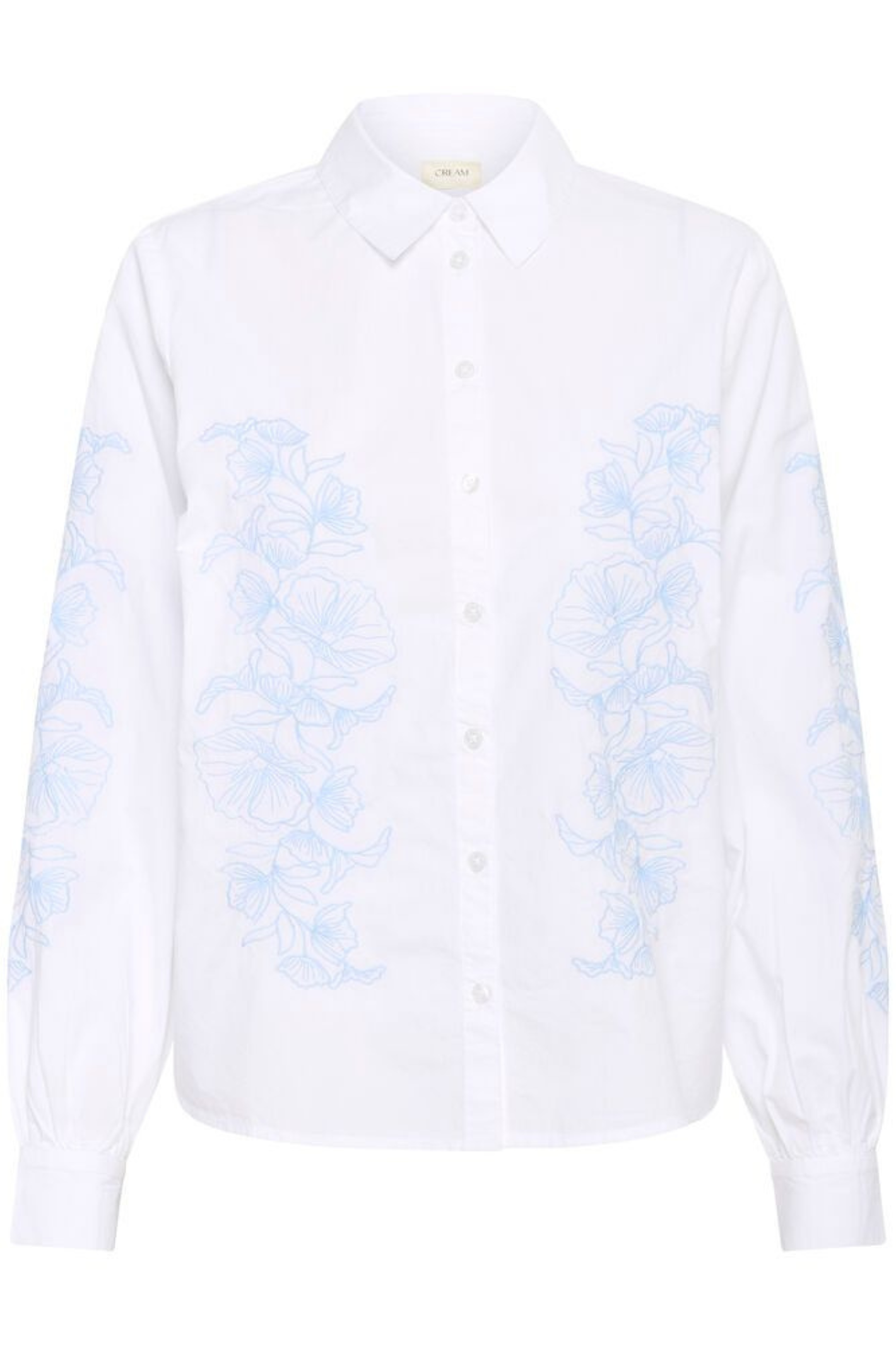 White cotton embroidered shirt by Cream. Light, breathable and easy to wear with jeans or tailoring. Shop now at Dotique.