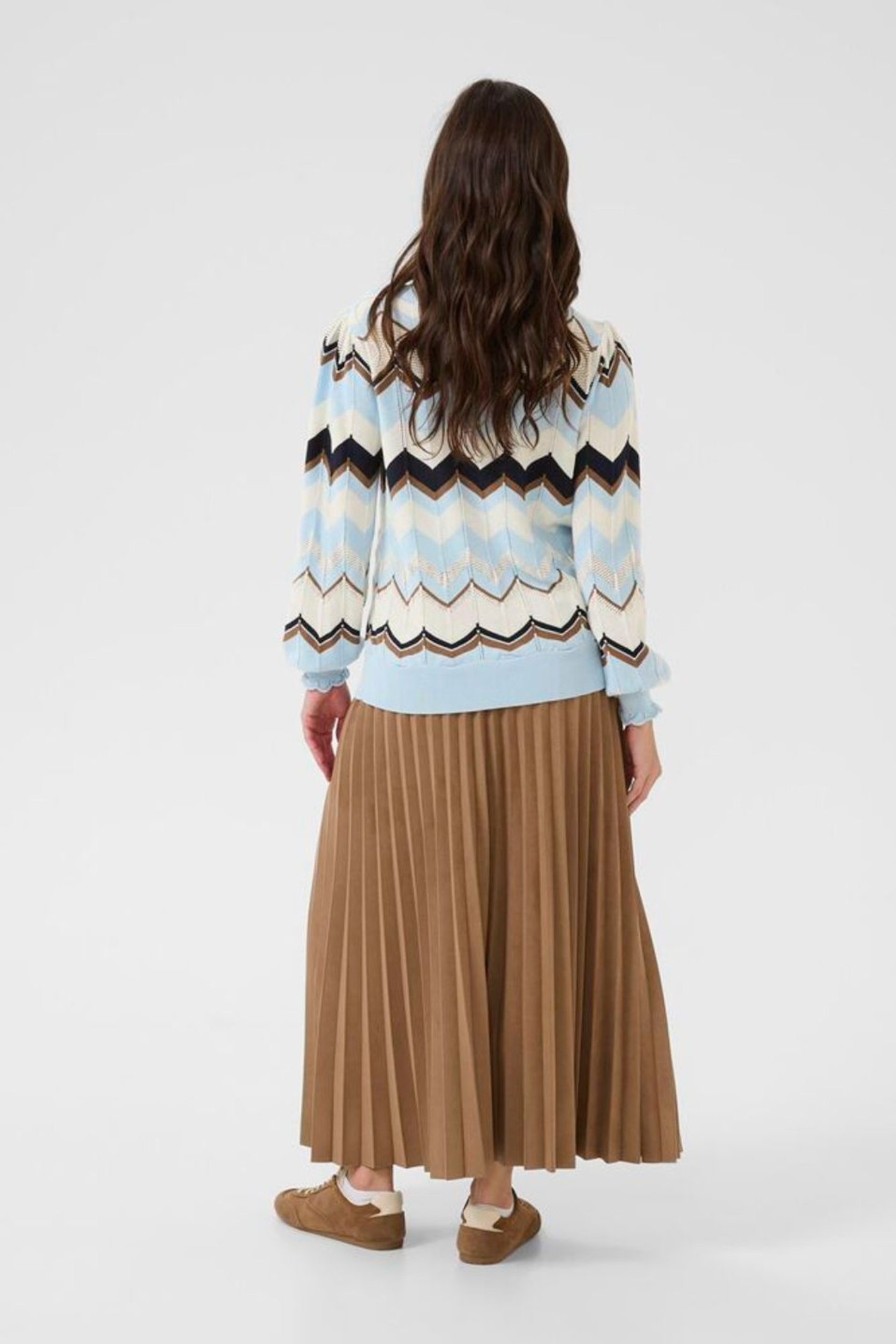 Zigzag knit jumper in cashmere blue by Cream. Soft, lightweight and easy to wear for everyday style. Shop now at Dotique.