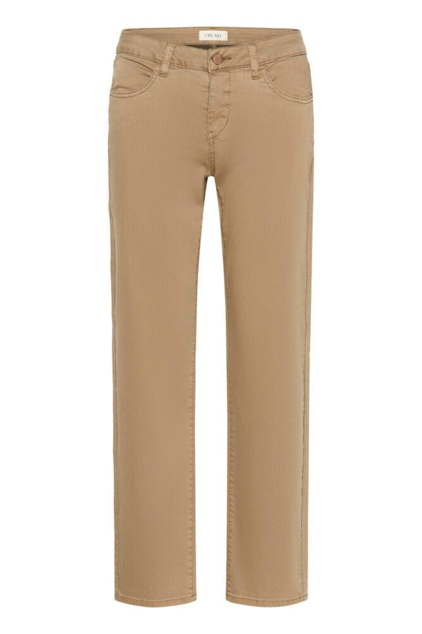 Straight leg twill jeans in coco crème by Cream. Soft stretch, flattering fit and easy to wear with extra length. Shop now at Dotique.