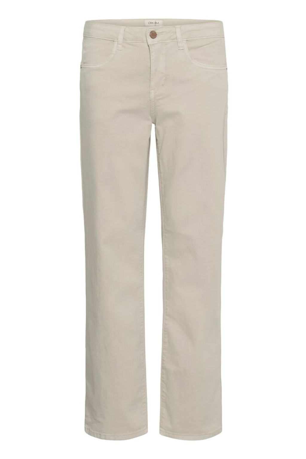 Straight leg twill jeans in oatmeal by Cream. Soft stretch, comfortable fit and easy to style for everyday wear. Shop now at Dotique.