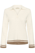 Cream 10614623 CRVillea Polo Whisper White by Cream, shop the vendor at Dotique for ribbed knitwear style.