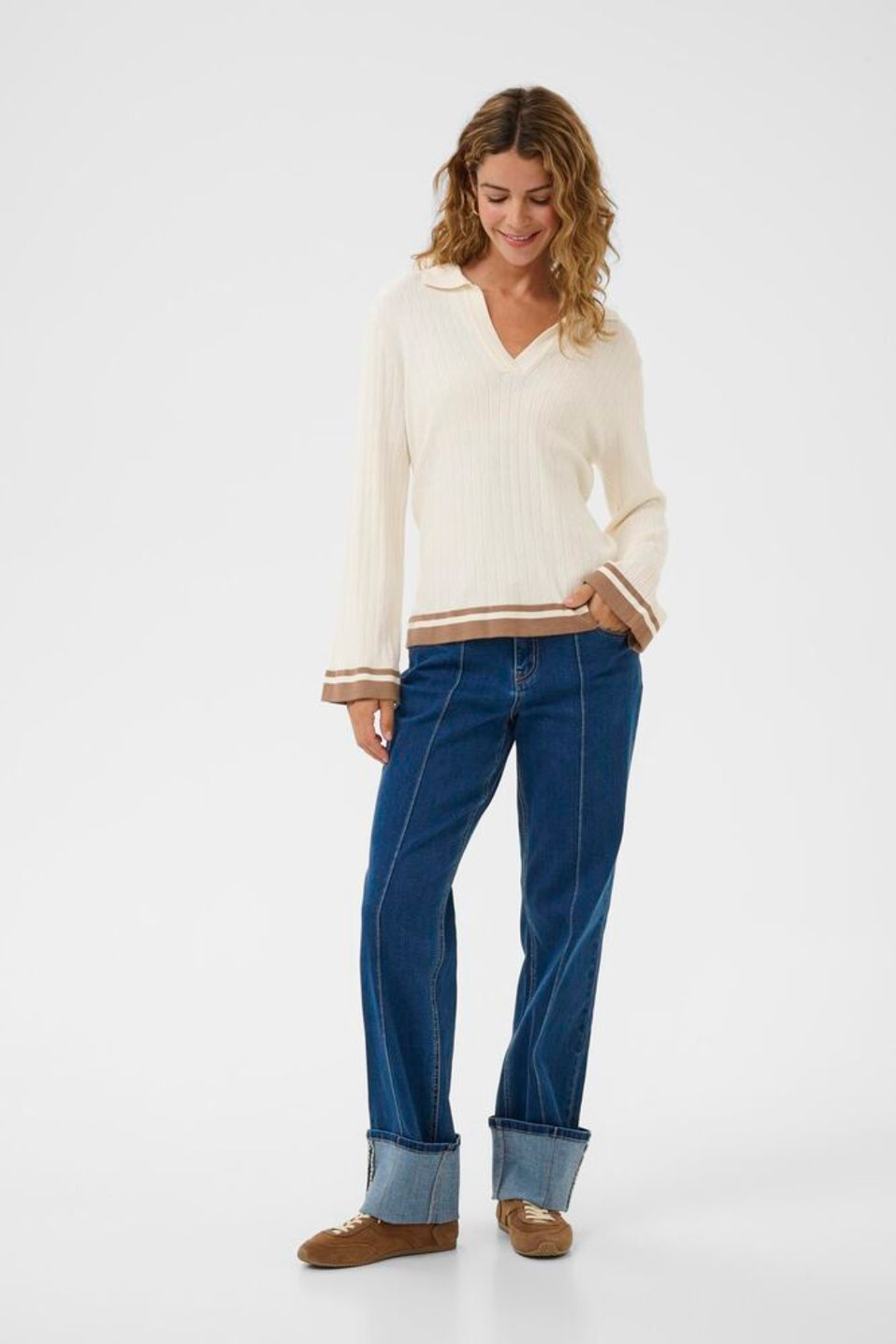 Woman wearing Cream 10614623 CRVillea Polo Whisper White by Cream, shop the Cream collection at Dotique online.
