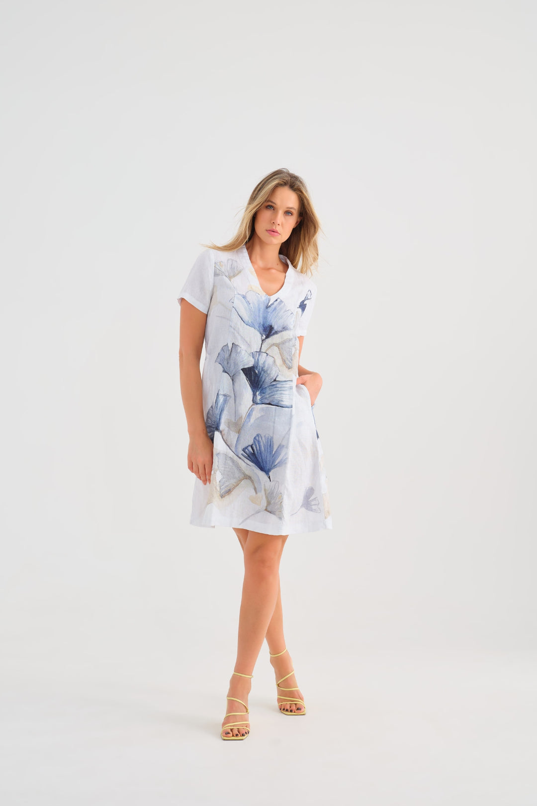 dotique-dolcezza-25800-indigo-melody-linen-woven-v-neck-midi-dress-sleeves-majella-leblanc-