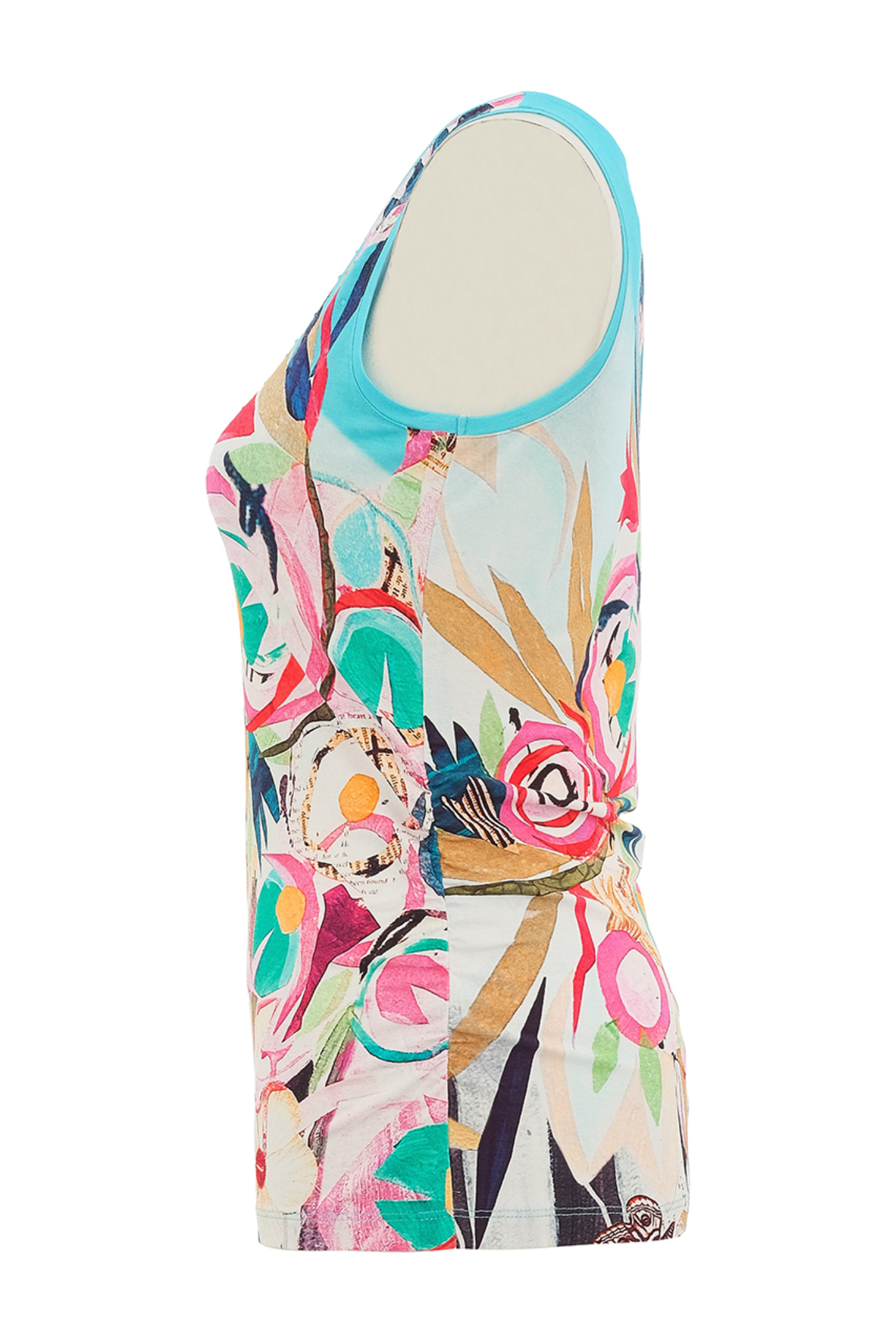 Dolcezza 26660 Abstract Print Sleeveless Top side view gallery 3 soft fabric Shop Dolcezza at Dotique