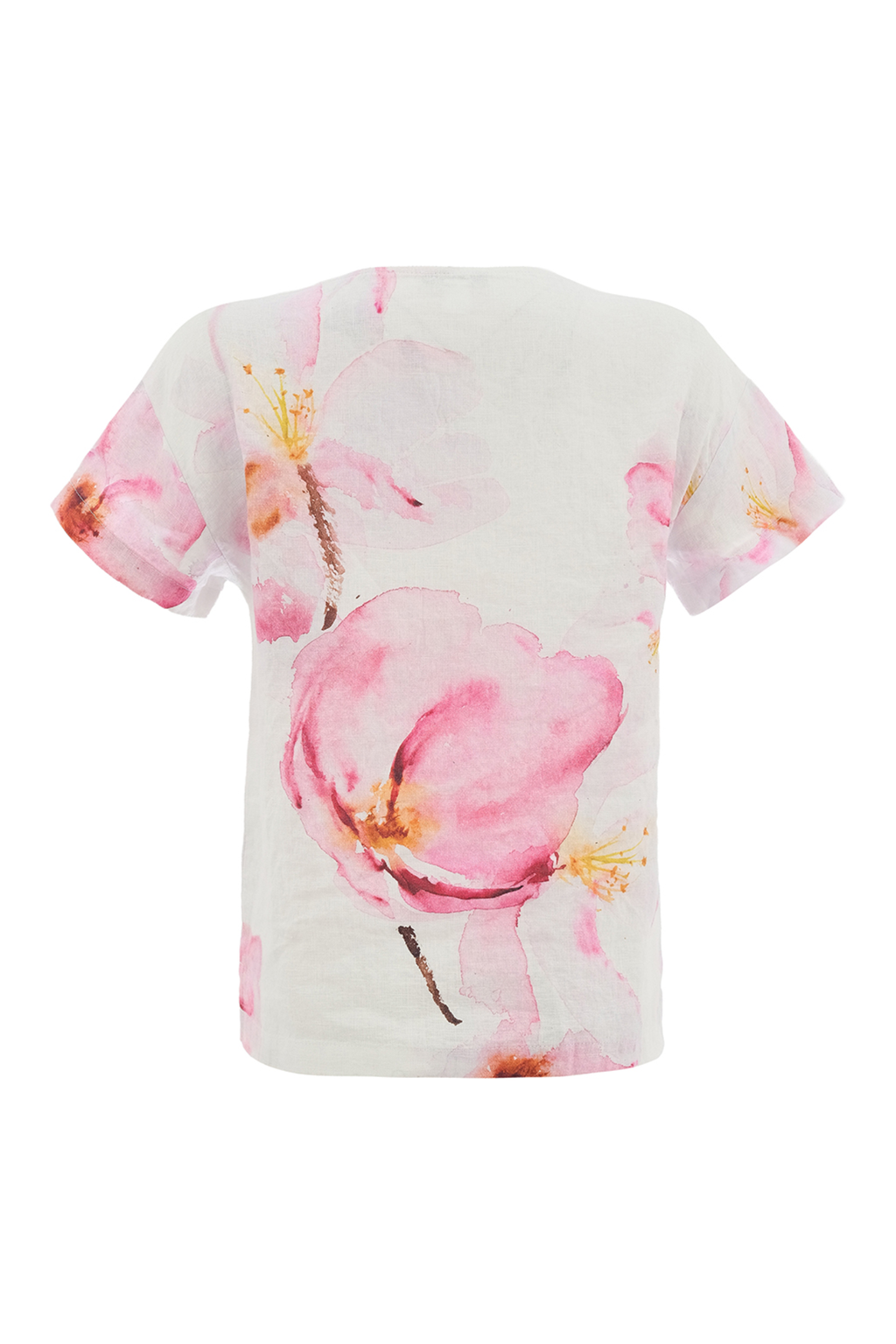 Pink floral linen top by Dolcezza made from 100% linen. Lightweight, breathable and easy to wear for warm days. Shop online at Dotique.
