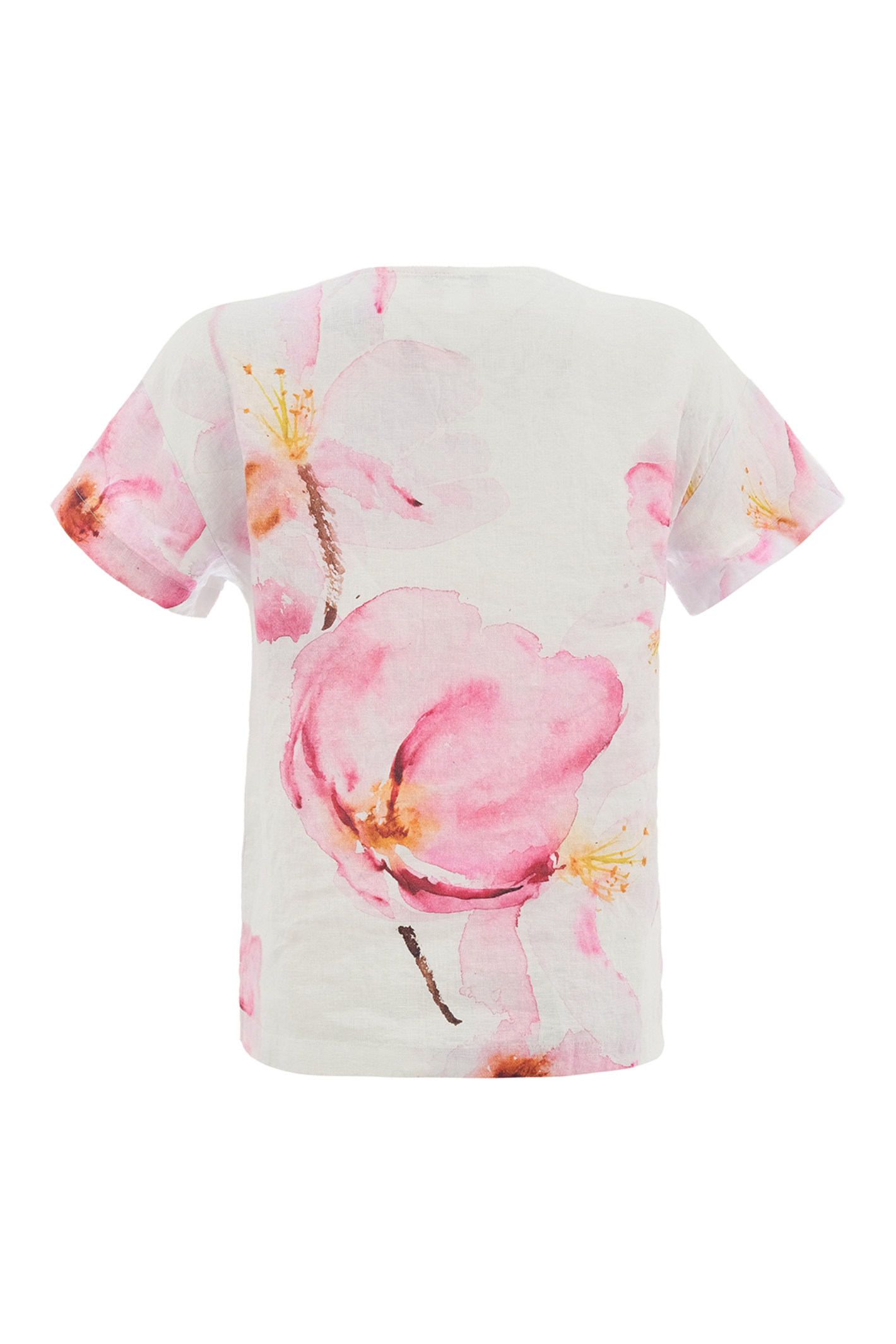 Pink floral linen top by Dolcezza made from 100% linen. Lightweight, breathable and easy to wear for warm days. Shop online at Dotique.