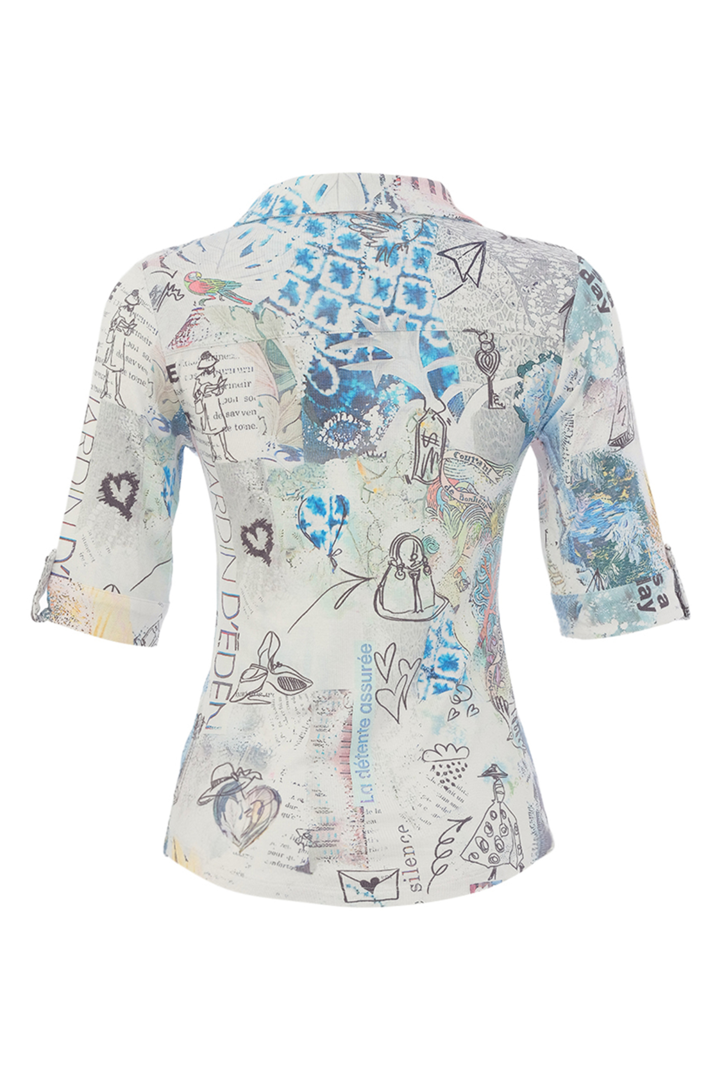 Abstract print blouse by Dolcezza in a soft modal-stretch fabric. Lightweight, flattering and easy to wear for everyday styling. Shop online at Dotique.