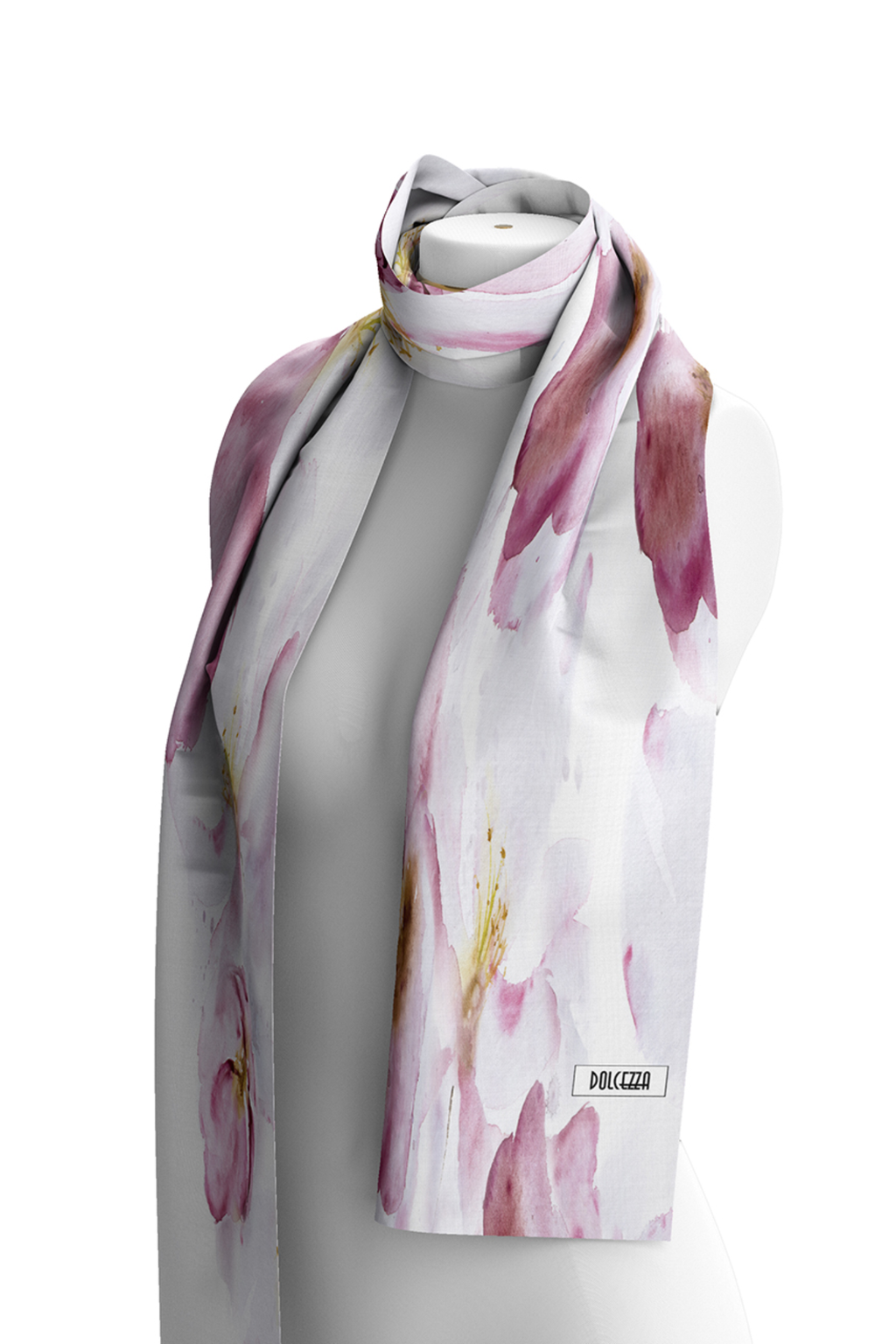 Pink floral scarf by Dolcezza made from 100% viscose. Lightweight, soft and perfect for adding colour to everyday outfits. Shop at Dotique.