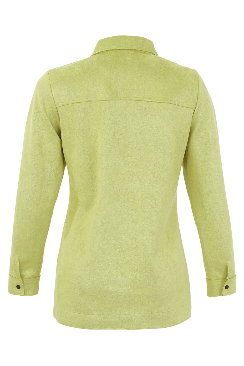 Dotique Dolcezza 76250 woven blouse in lime with a shirt collar, snap-button fastening and front pockets.