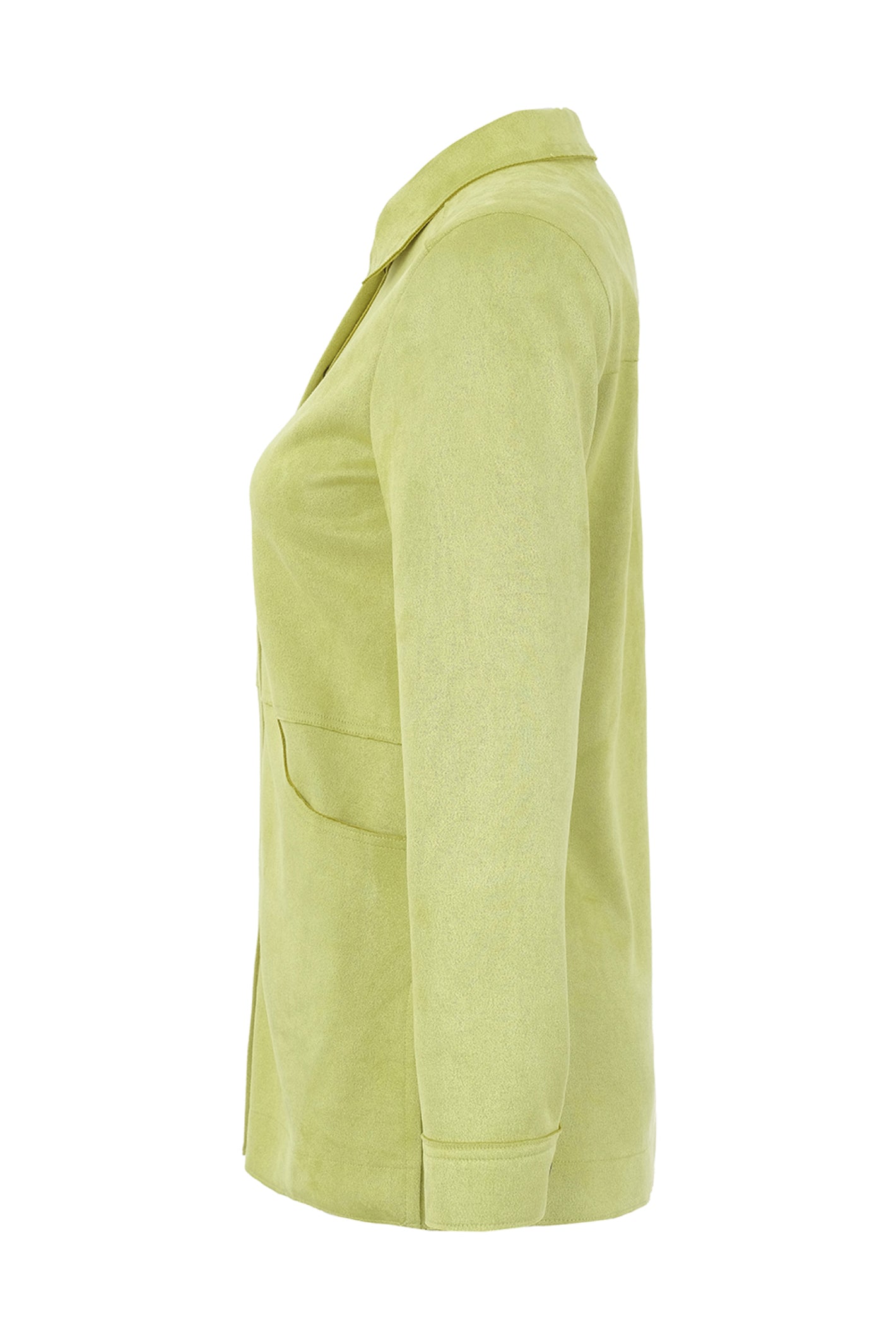 Dotique Dolcezza 76250 woven blouse in lime with a shirt collar, snap-button fastening and front pockets.
