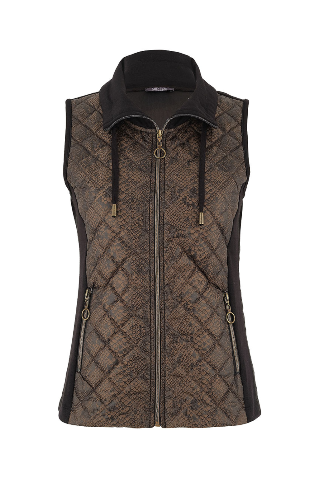 Dolcezza 75158 Quilted Snake-Print Zip Gilet
