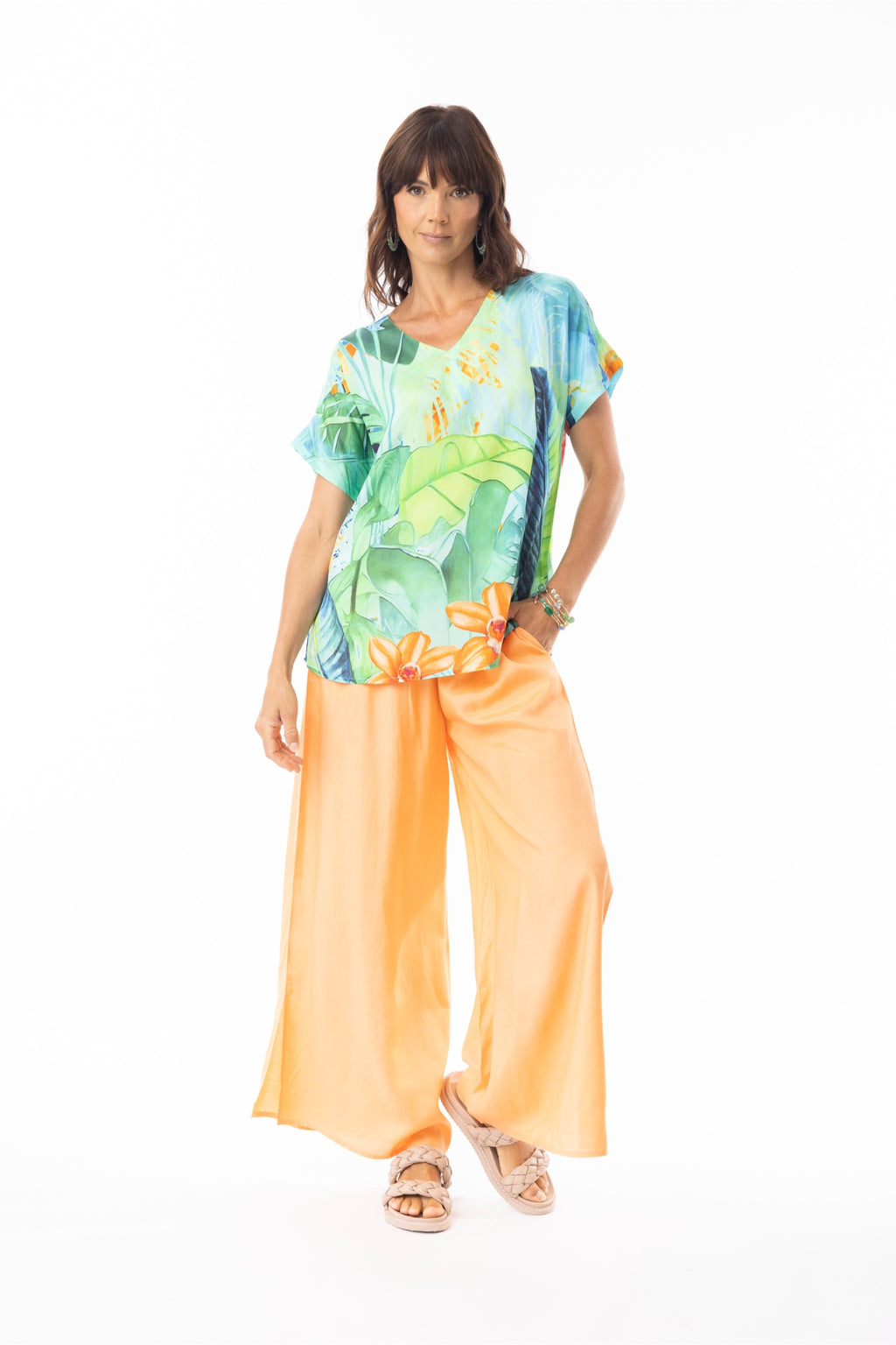 Model wearing Escape 72541 Evelin Top Print by Escape, shop Escape styles at Dotique for vibrant casual looks