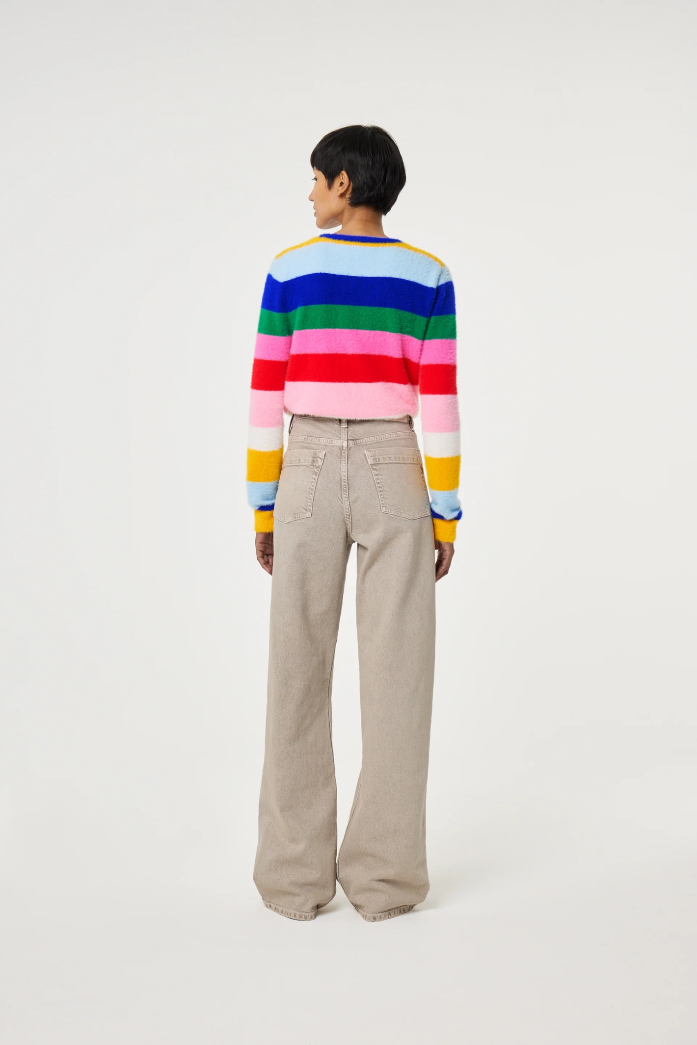 Fabienne Chapot Henry Cardigan in multi stripe — a colourful knit with button front and round neck. Add playful, everyday style at Dotique.