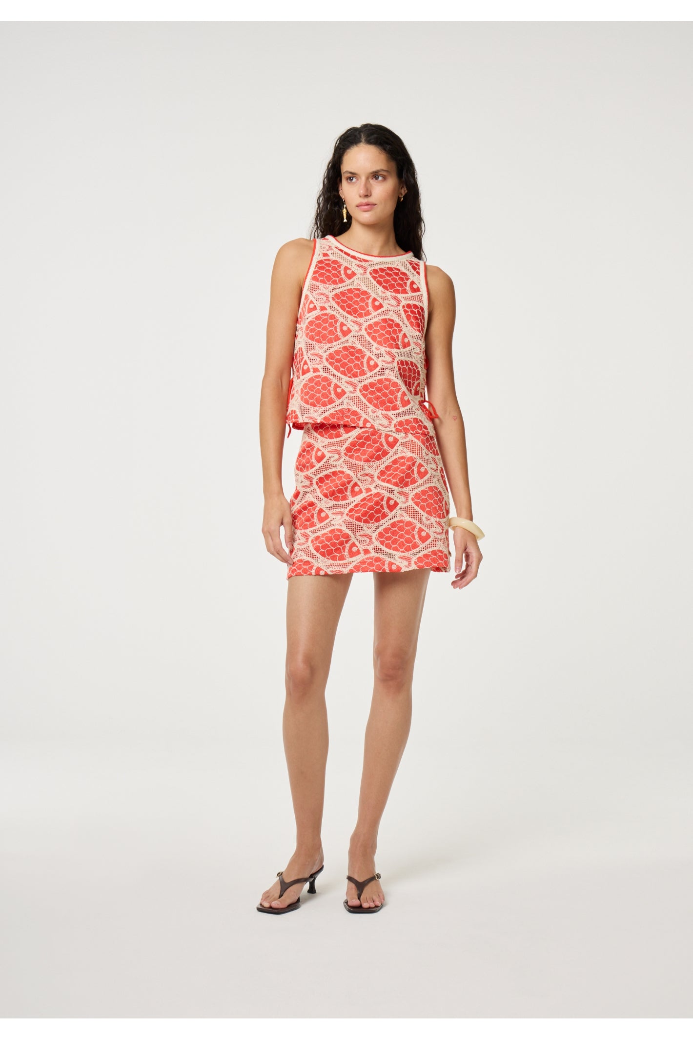 Model wearing Fabienne Chapot Muca Top Tangerine Tango by Fabienne Chapot, shop Fabienne Chapot at Dotique.