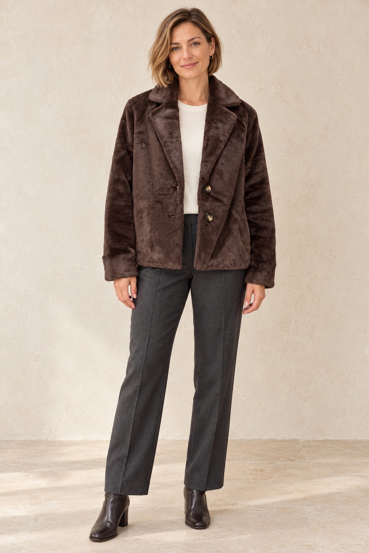 Foil FO8384 Monte Jacket in Chocolate – front view on model. Shop Foil at Dotique.