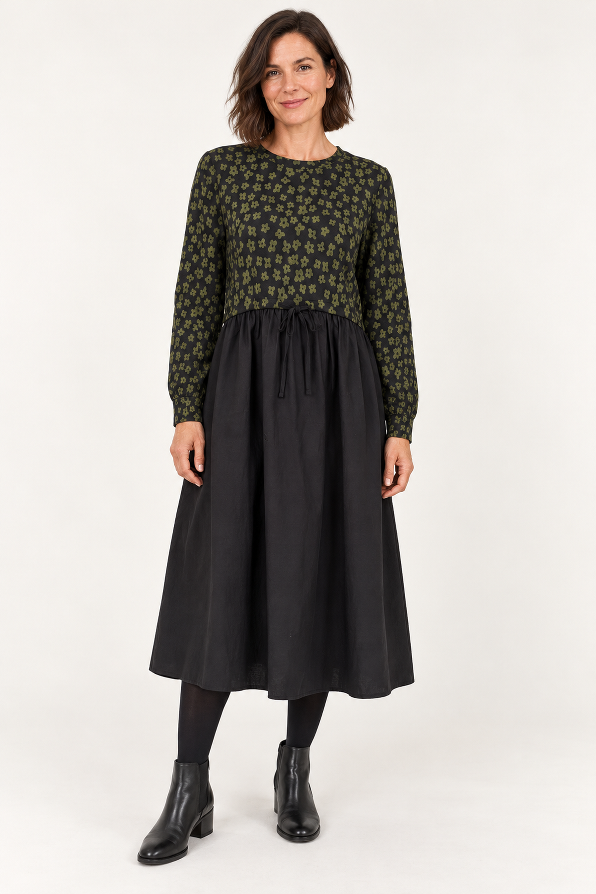 Foil FO8747 Two Halves Dress Spot Floral, front view. Shop Foil at Dotique.