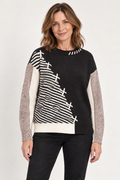 Foil FO8750 Warm Intentions Jumper Black Mix, front model view. Shop Foil at Dotique.