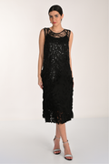 Frank Lyman 268502 black dress – sleeveless sequin bodice and textured skirt – Dotique