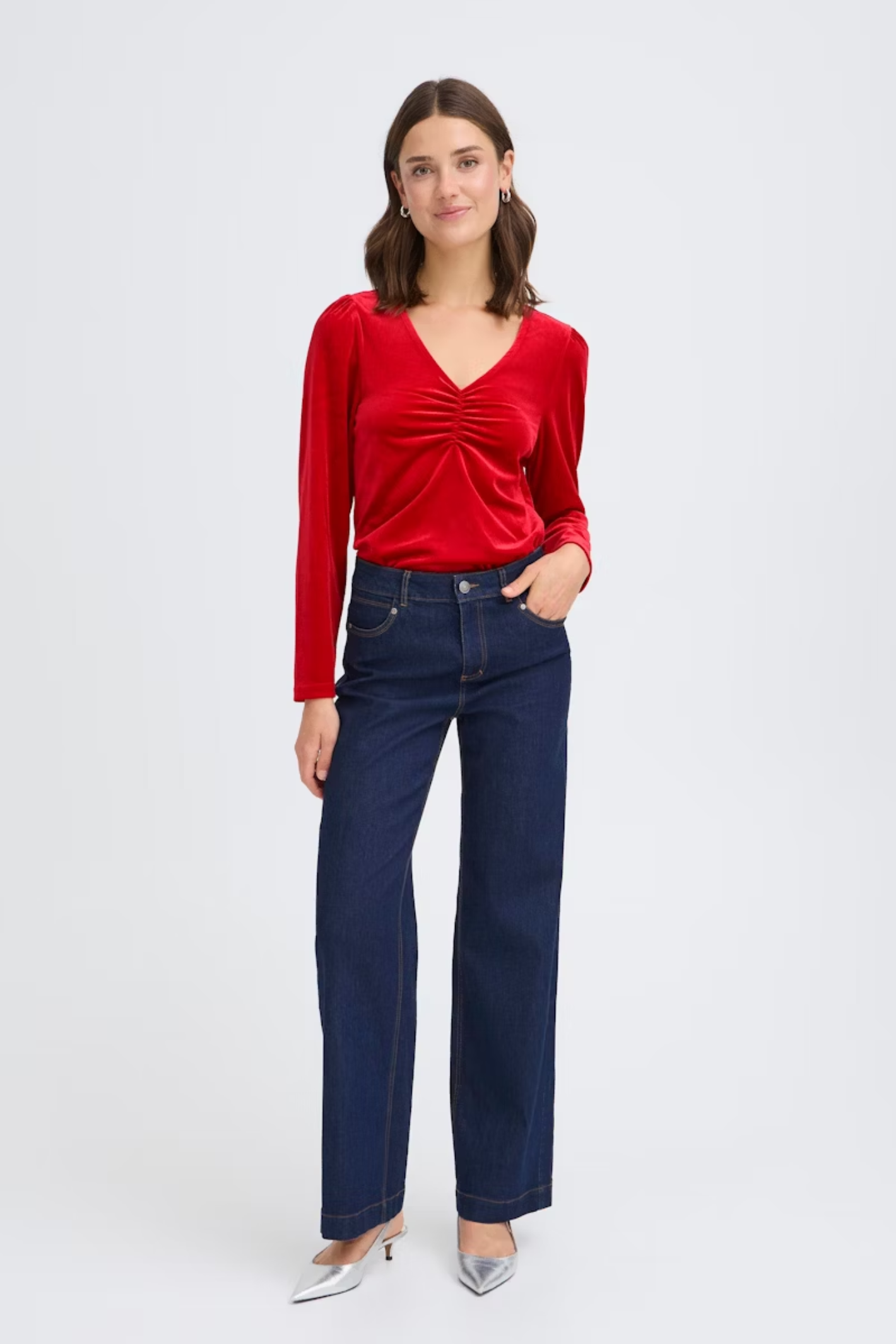 Fransa 20617222 FRCASSANDRA BL 2 Velvet Top Chili Pepper