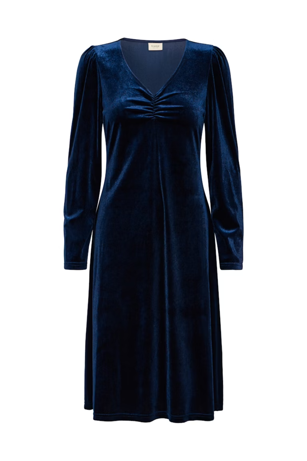 Fransa 20617223 FRCASSANDRA DR 5 Velvet V-Neck Fit and Flare Dress Nightsky