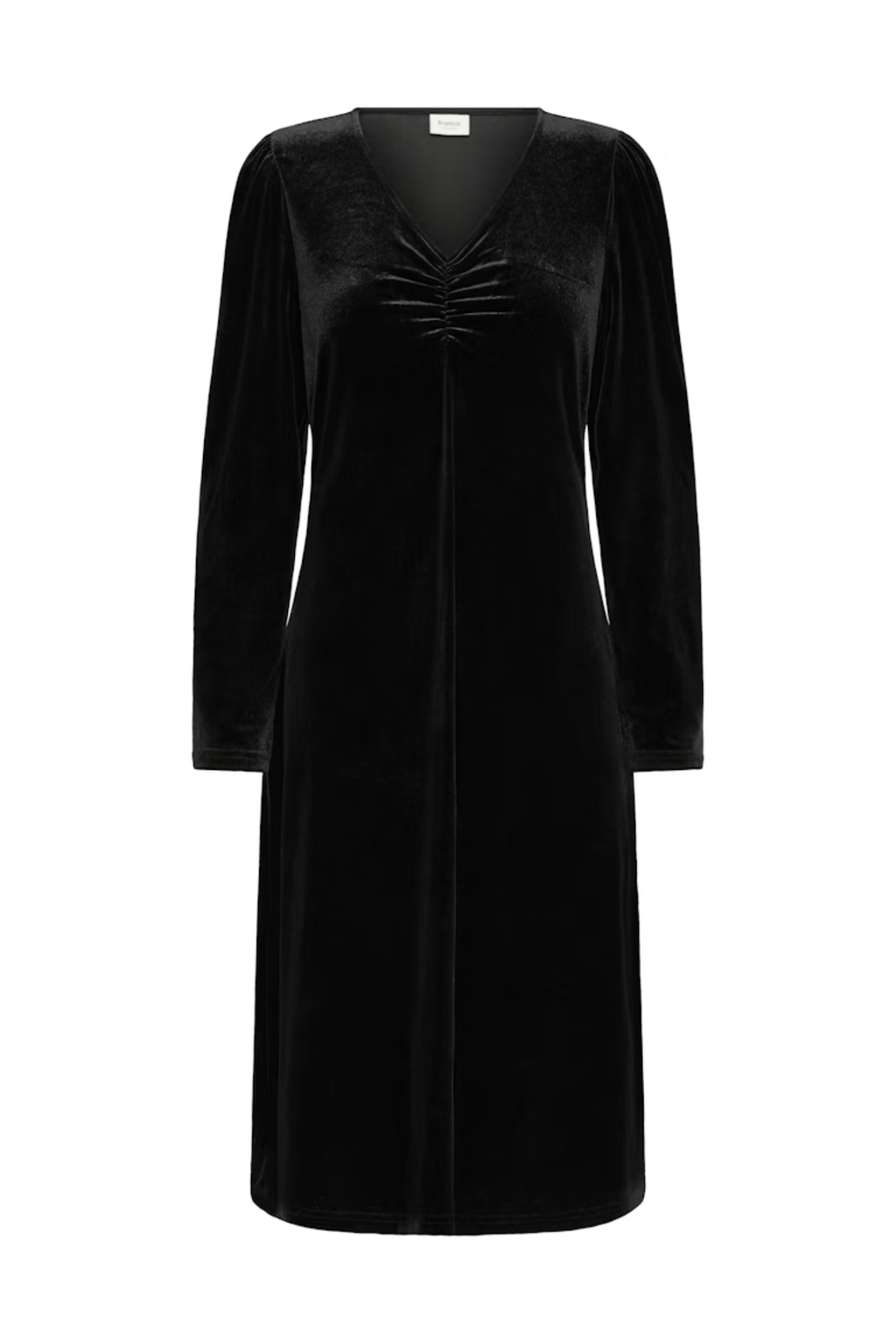 Fransa 20617223 FRCASSANDRA DR 5 Velvet V-Neck Fit and Flare Dress Meteorite