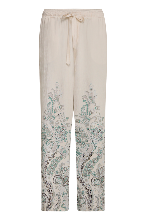 Fransa FRADARA dusty sage paisley trousers with wide leg fit and elasticated waist – Dotique