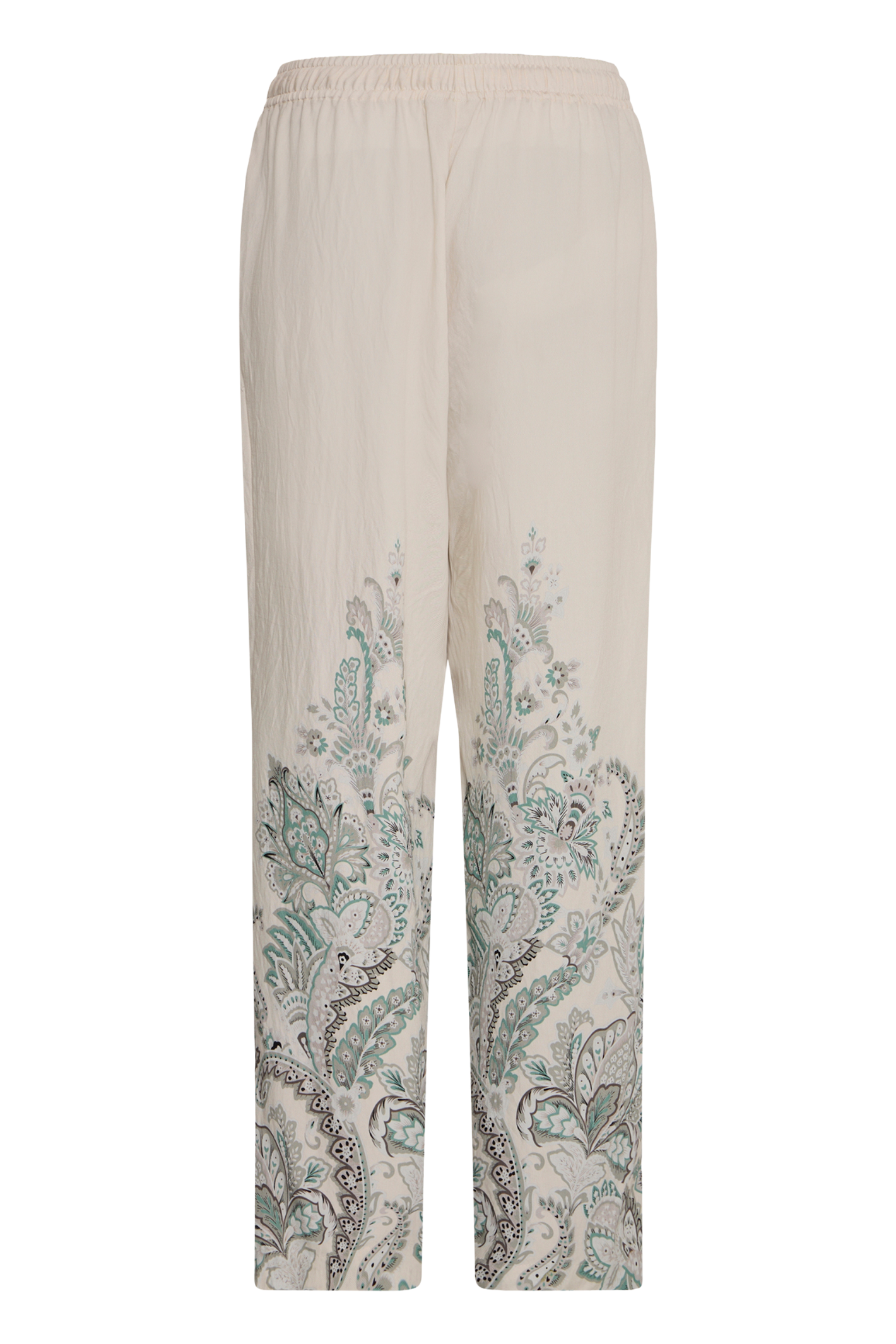 Fransa FRADARA dusty sage paisley trousers with wide leg fit and elasticated waist – Dotique