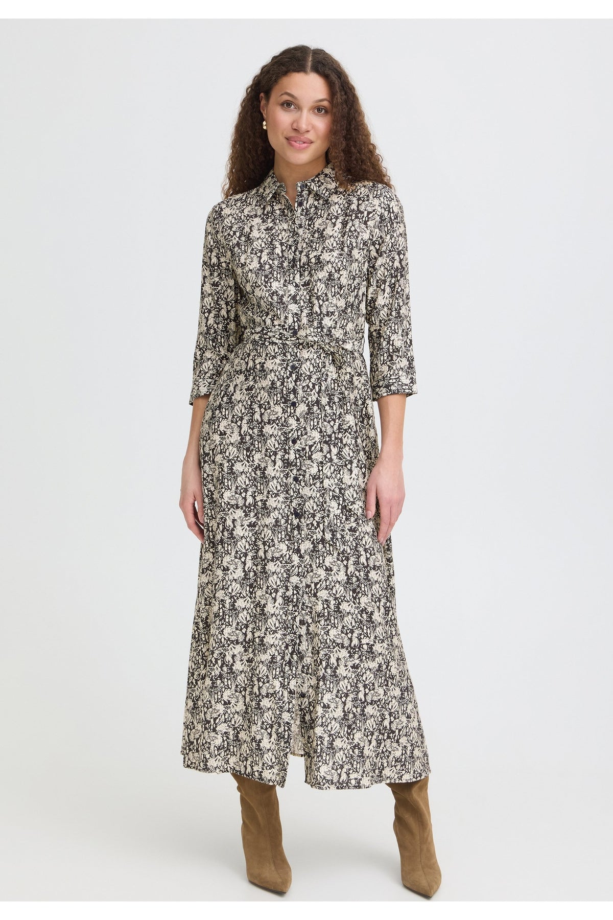 Fransa FRARIANA DR 20 Floral Paisley Salute Dress – model front. Shop Fransa at Dotique.