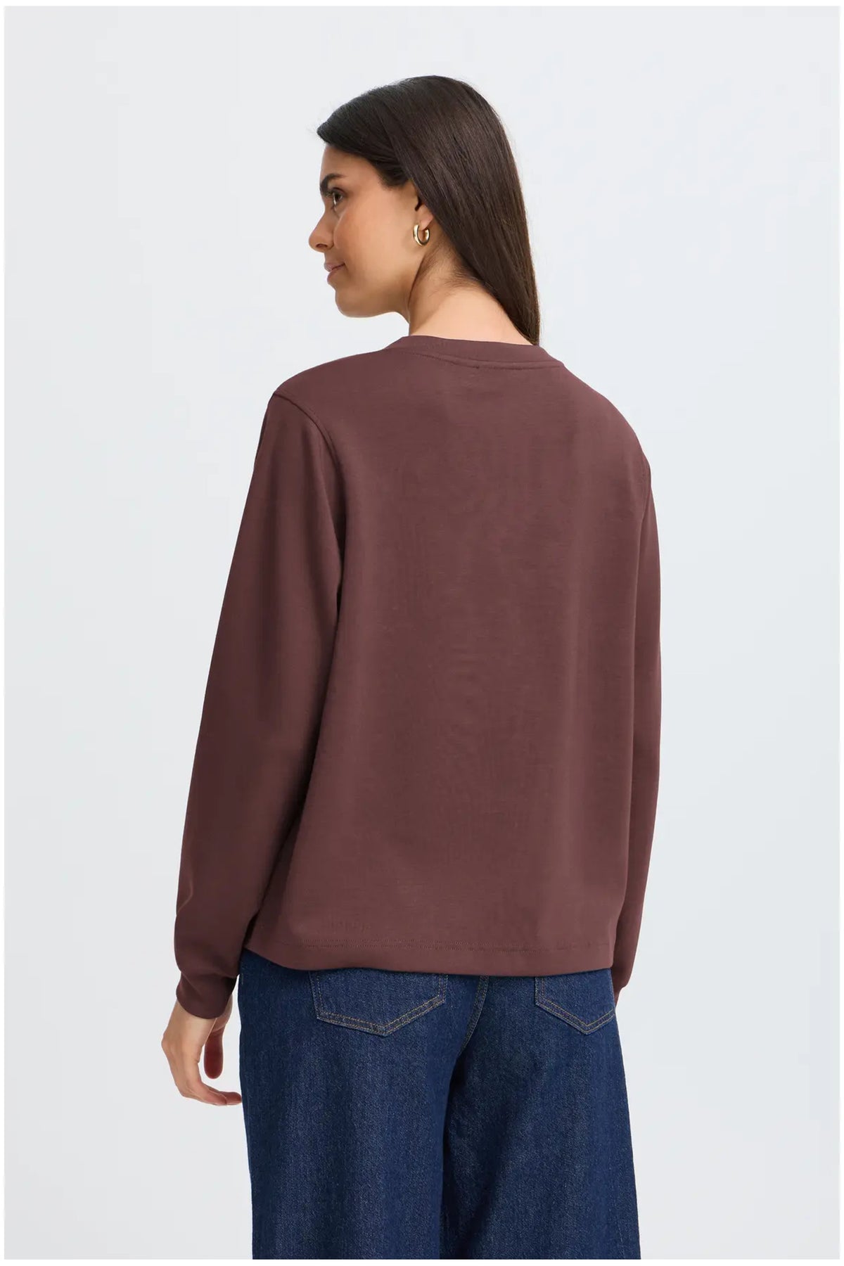 Fransa FRAURORA PU 27 Rum Raisin Jumper – model back. Shop Fransa at Dotique.