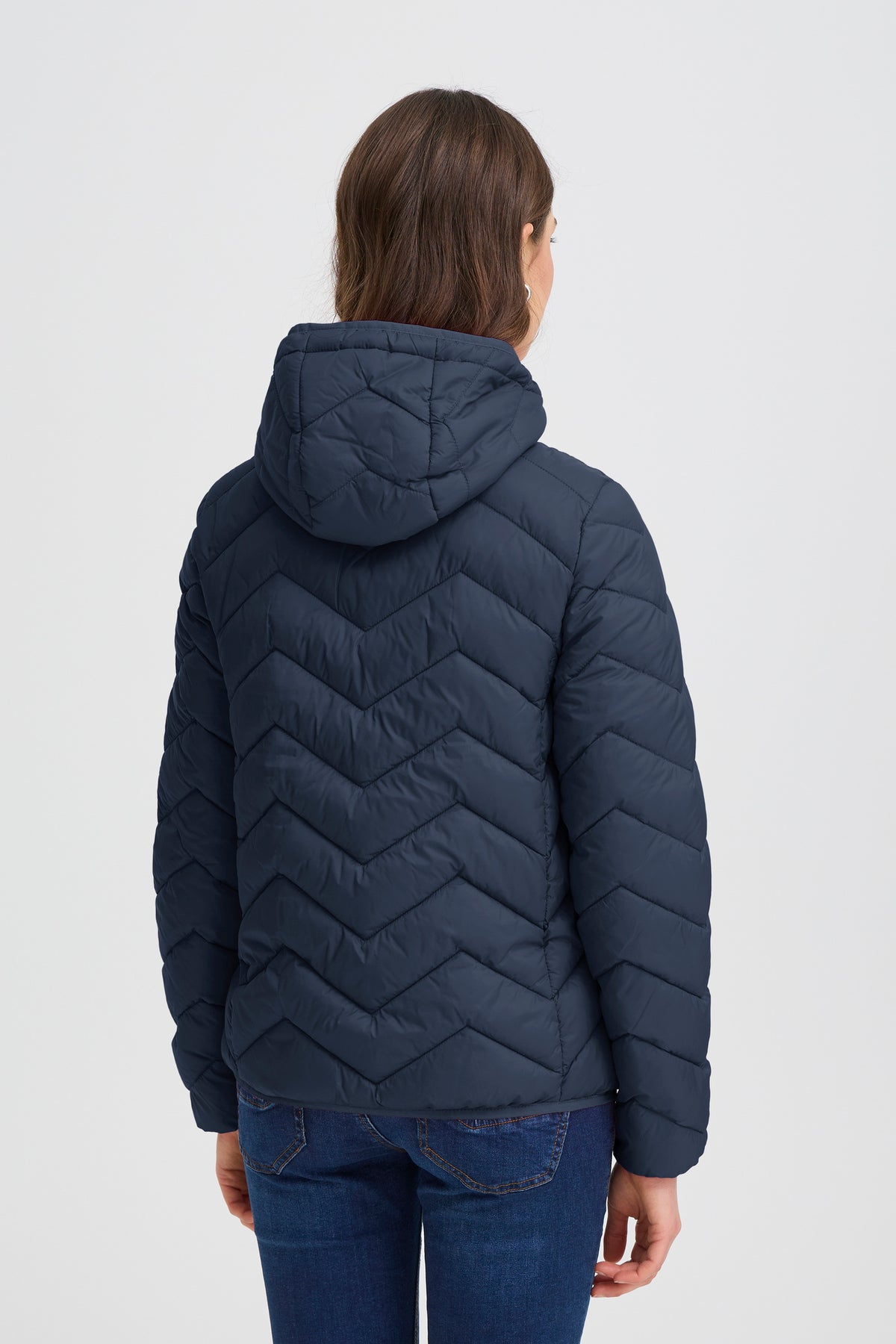 Fransa FRBAPADDING 1 Navy Blazer Padded Jacket – model back. Shop Fransa at Dotique.