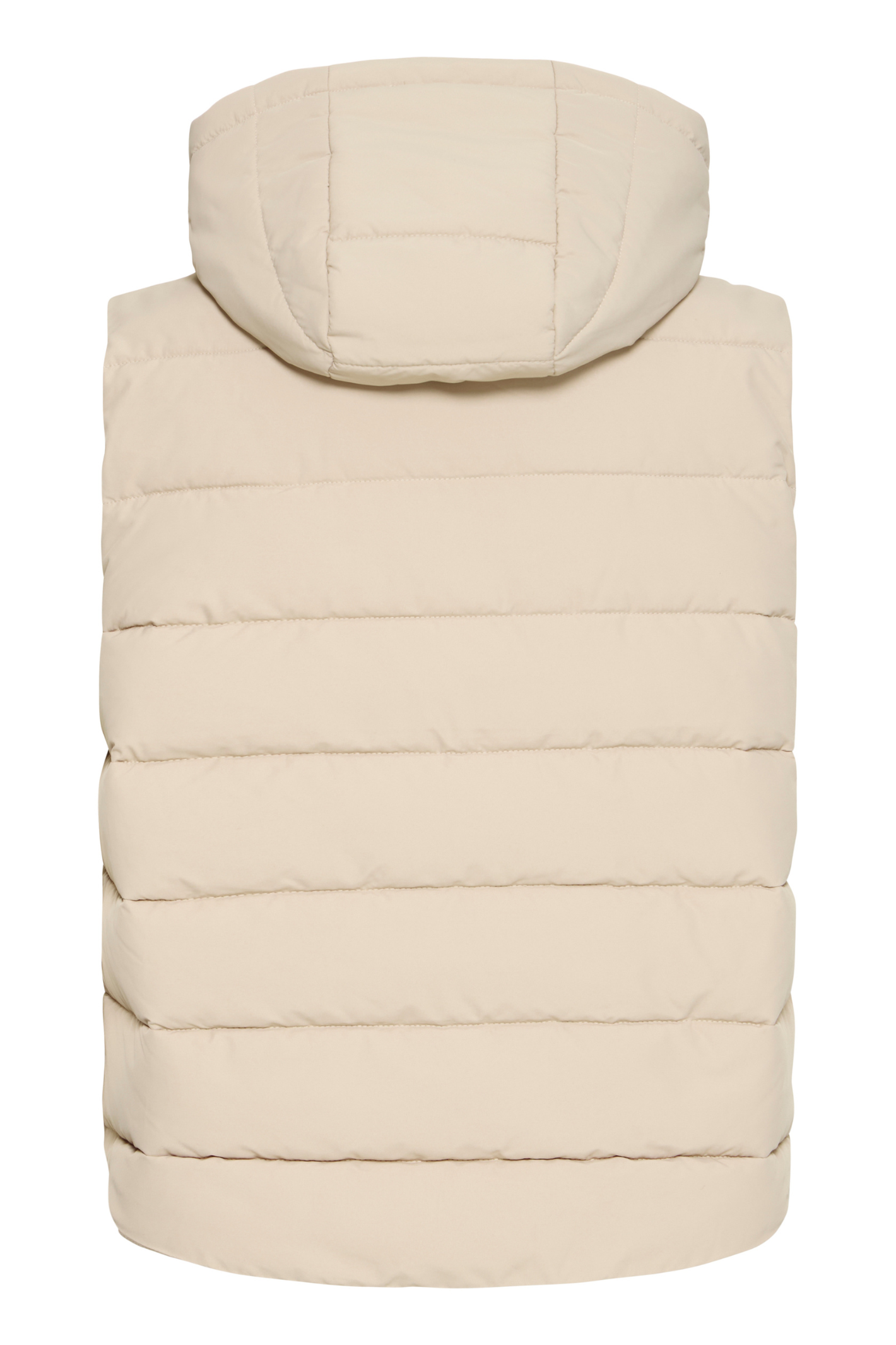 Lightweight padded gilet in Oxford Tan by Fransa. An easy everyday layer for spring and autumn. Shop online or in store at Dotique.