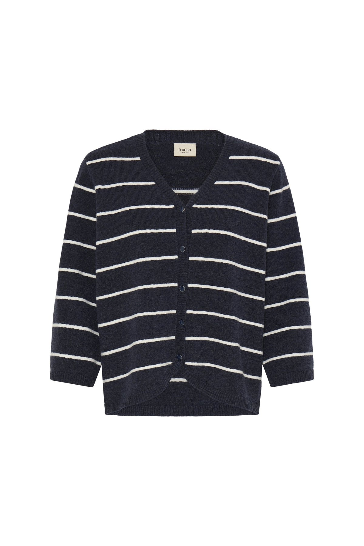 Fransa FRBITTE CAR 3 Salute Stripe Cardigan – product front. Shop Fransa at Dotique.