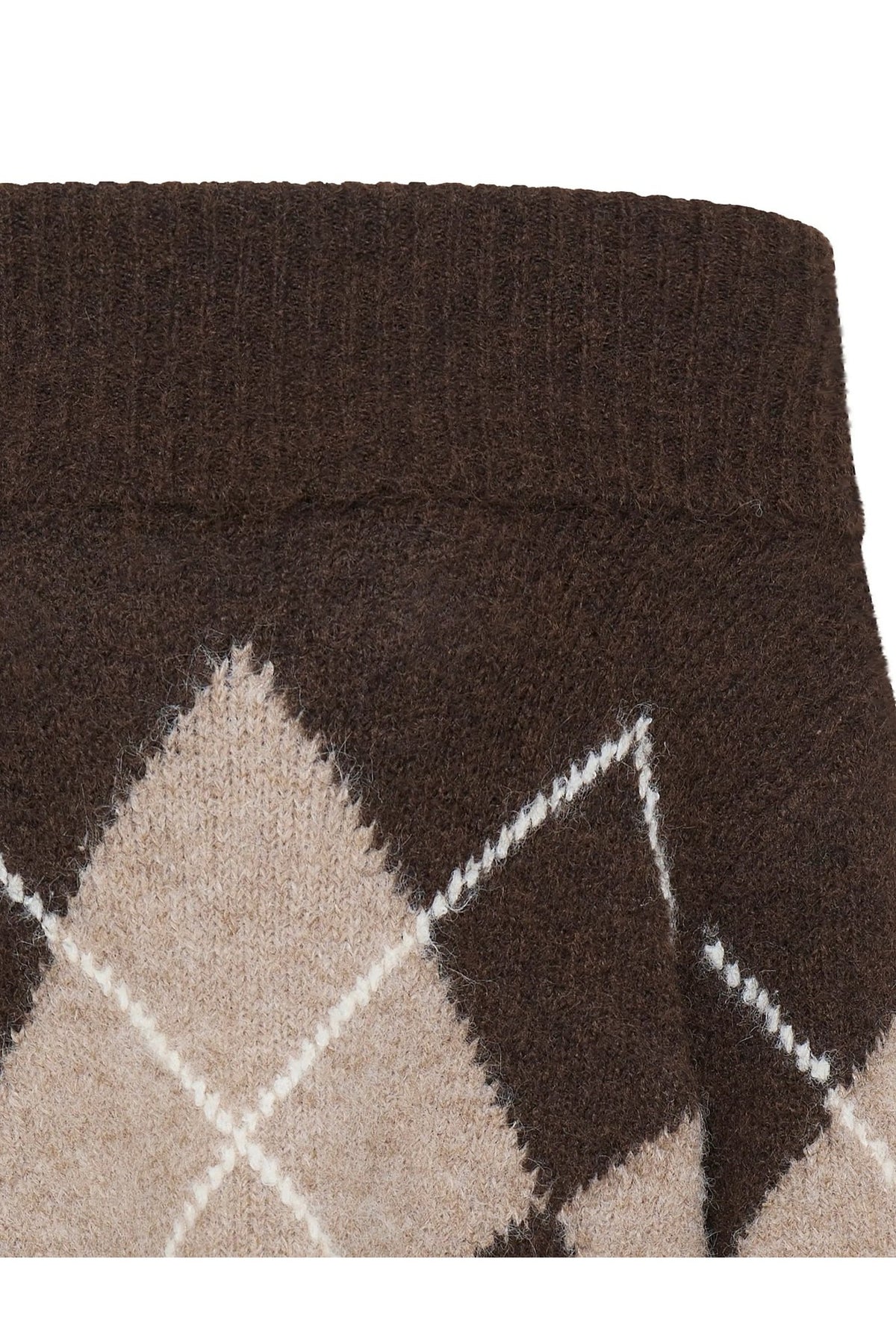 Fransa FRCHARLEEN PU 2 Hot Fudge Check Jumper – detail. Shop Fransa at Dotique.
