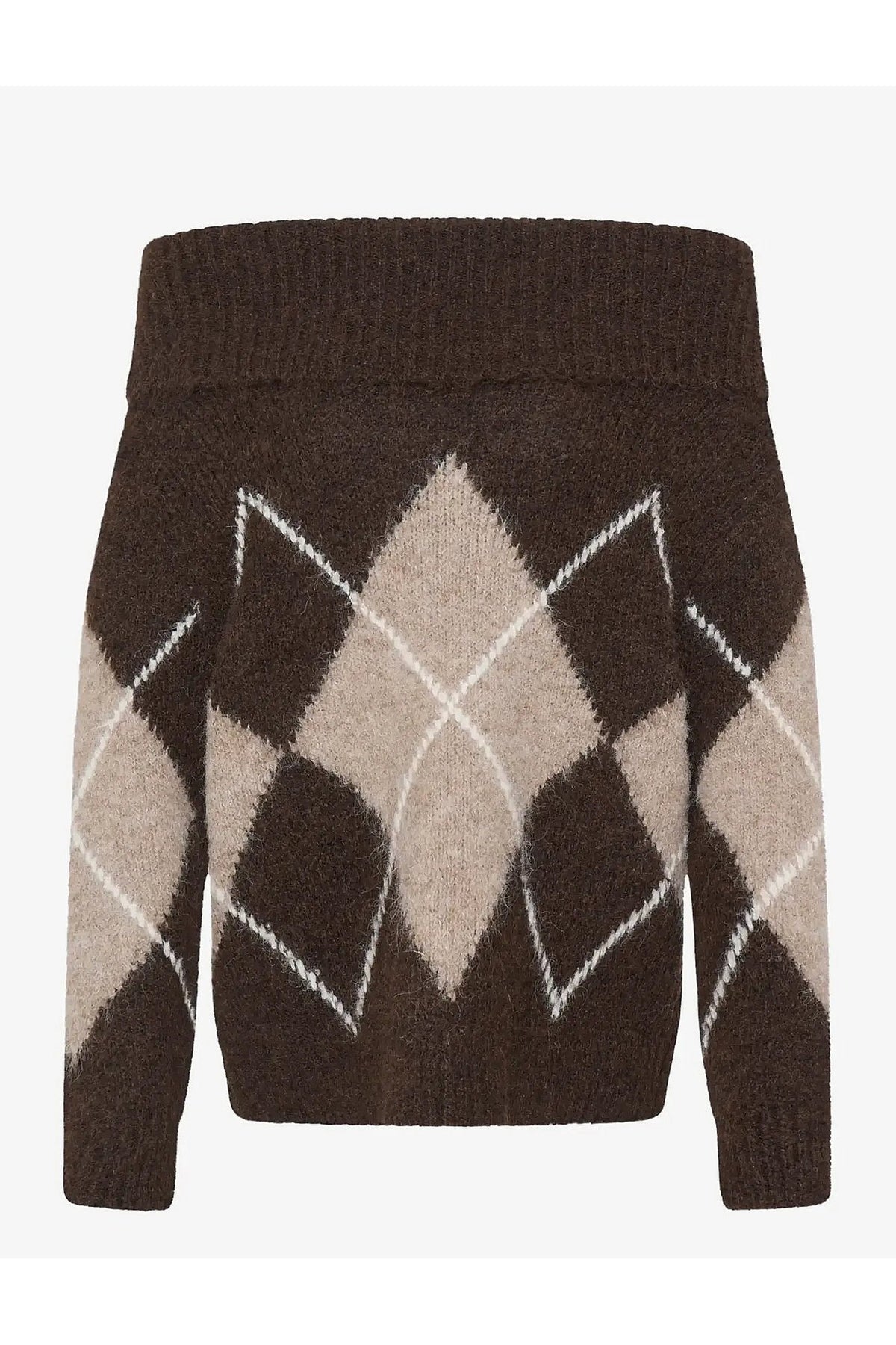 Fransa FRCHARLEEN PU 2 Hot Fudge Check Jumper – product front. Shop Fransa at Dotique.