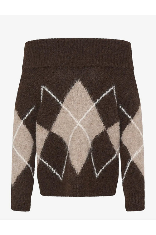 Fransa FRCHARLEEN PU 2 Hot Fudge Check Jumper – product front. Shop Fransa at Dotique.