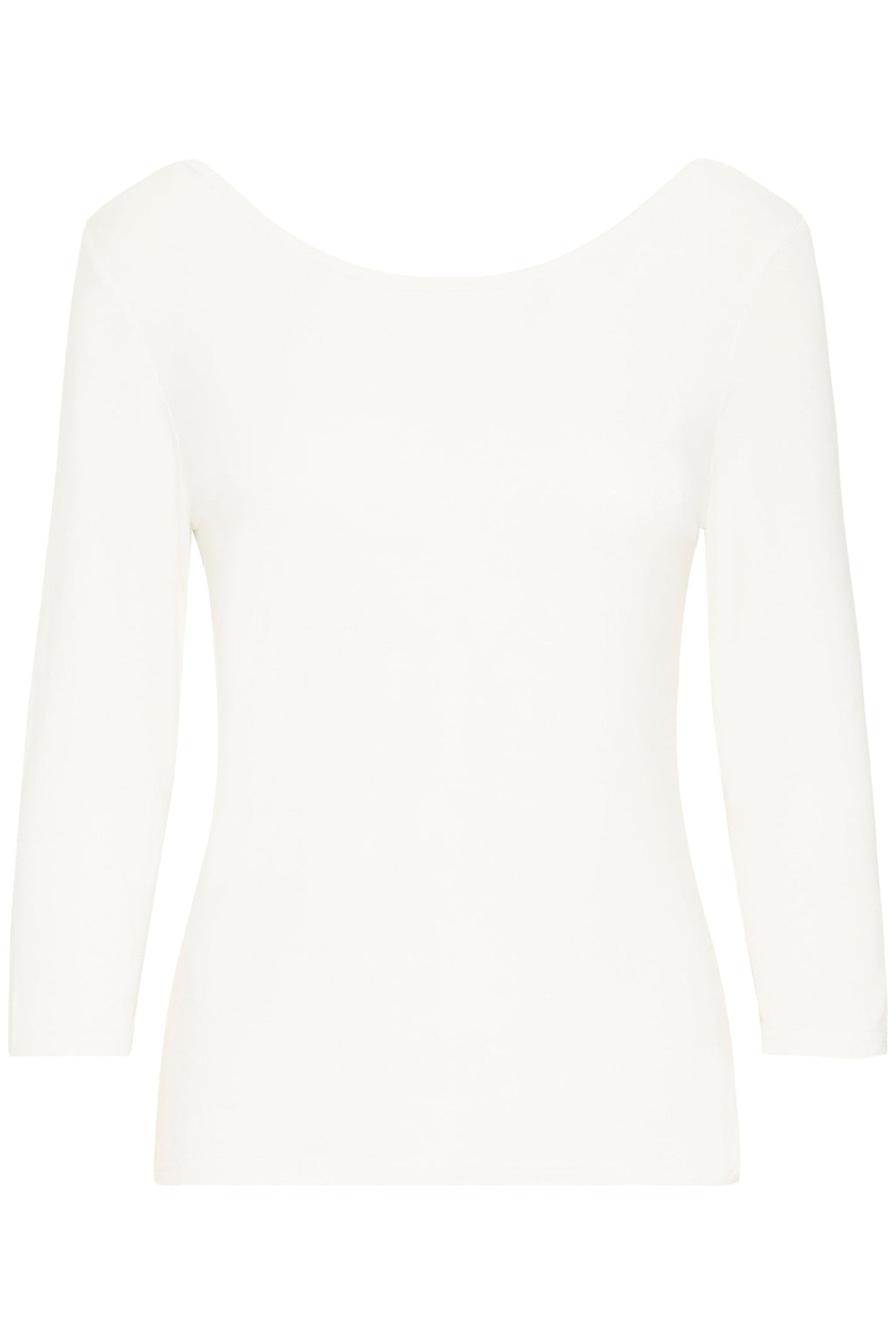 Fransa FRDOTTA TEE 1 Antique White Reversible 3/4 Sleeve Top – product front. Shop Fransa at Dotique.